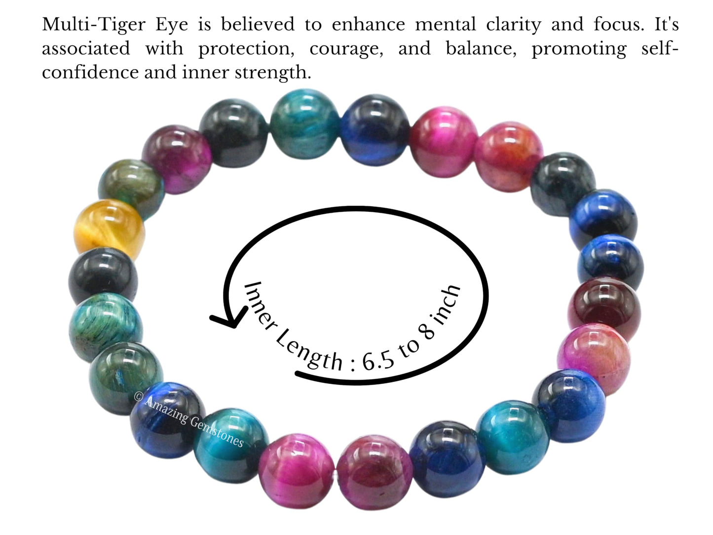 Amazing Gemstone Crystal Bracelet for Women Men's Gifts - Protection Healing Crystal Bracelet - 8mm Gemstone Beaded Stretchable Bracelet Pulseras Para Hombres Mujer Stocking Stuffers Mothers Day Gift (Multi Cat's Eye)