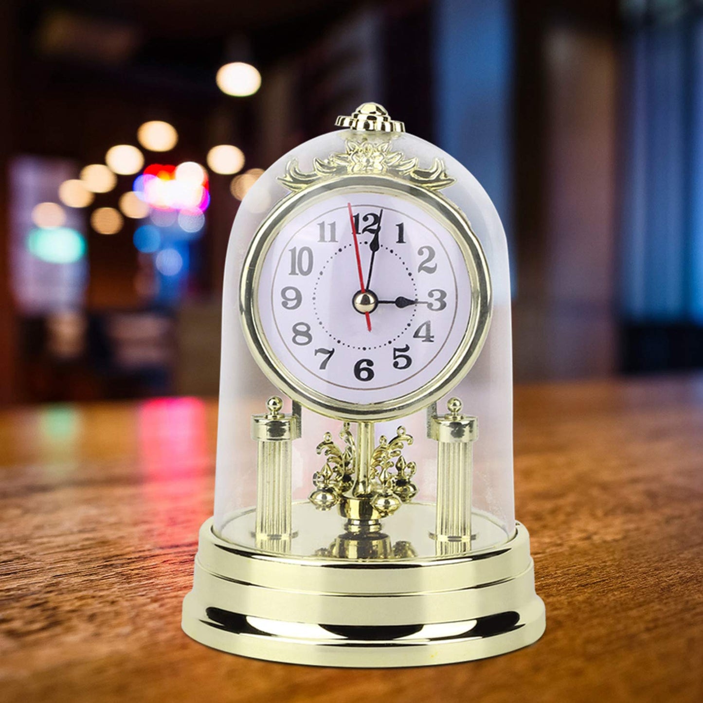 Aramox Retro Living Room Clock, European Retro Style Living Room Clock, Antique Silent Table Clock Home Decor for Home, Office, Hotel (Gold)