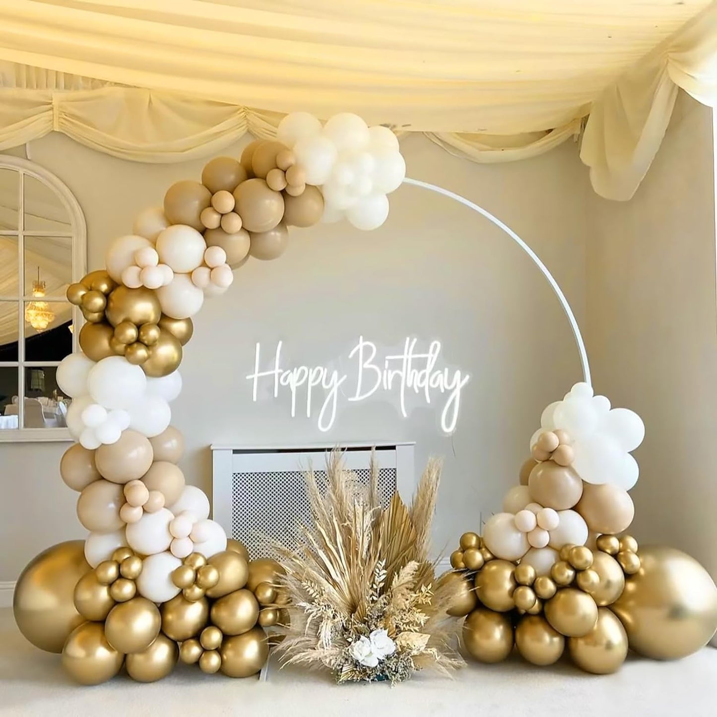 BAUANOOY 100pcs Metallic Gold Balloons 12 inch, Chrome Gold Balloons with Gold Ribbon for Birthday Graduation Engagement Wedding Party Decorations