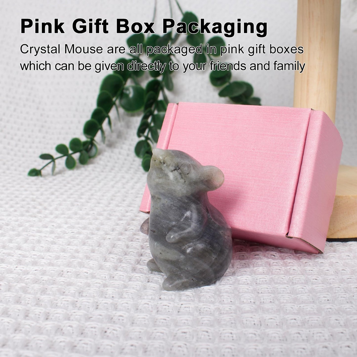 Ytbeoxk Handmade Labradorite Crystal Mouse Figurine Natural Quartz Mouse Sculpture Wealth Attracting Feng Shui Decor Mini Desk Ornament Meditation Crystal Animal.