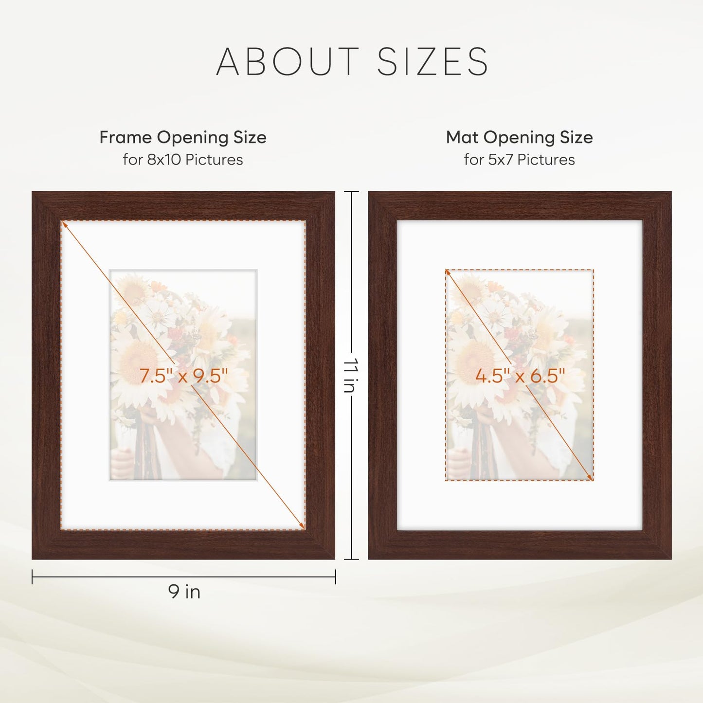 Golden State Art, 8x10 Picture Frame with Mat for 5x7 Photo - High Definition Glass Wall Mounting or Tabletop Display (Brown, 1 Pack)