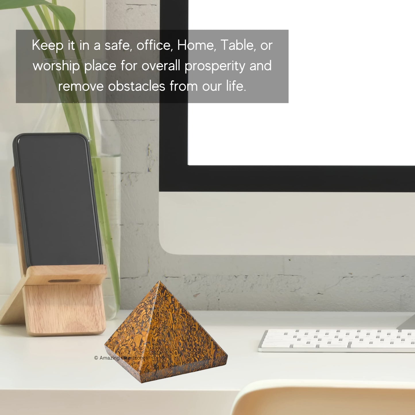 Amazing Gemstone Mariyam Jasper Pyramid Crystal Healing Stones - 2" Great Pyramid Figurine of Natural Stone Pyramid for Meditation, Reiki, Chakra Balancing and Crystal Pyramids Grid