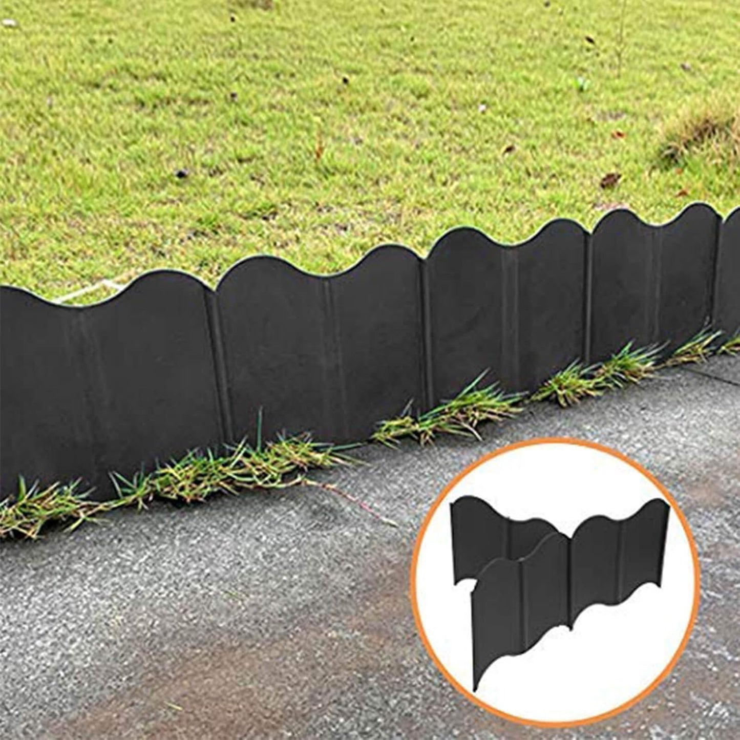 Orgrimmar 20 ft Garden Edging 40PCS Interlocking Landscaping Edging Kit, Plastic No-Dig Pound-in Garden Edge(20' Long x 5.3” Tall) - Black