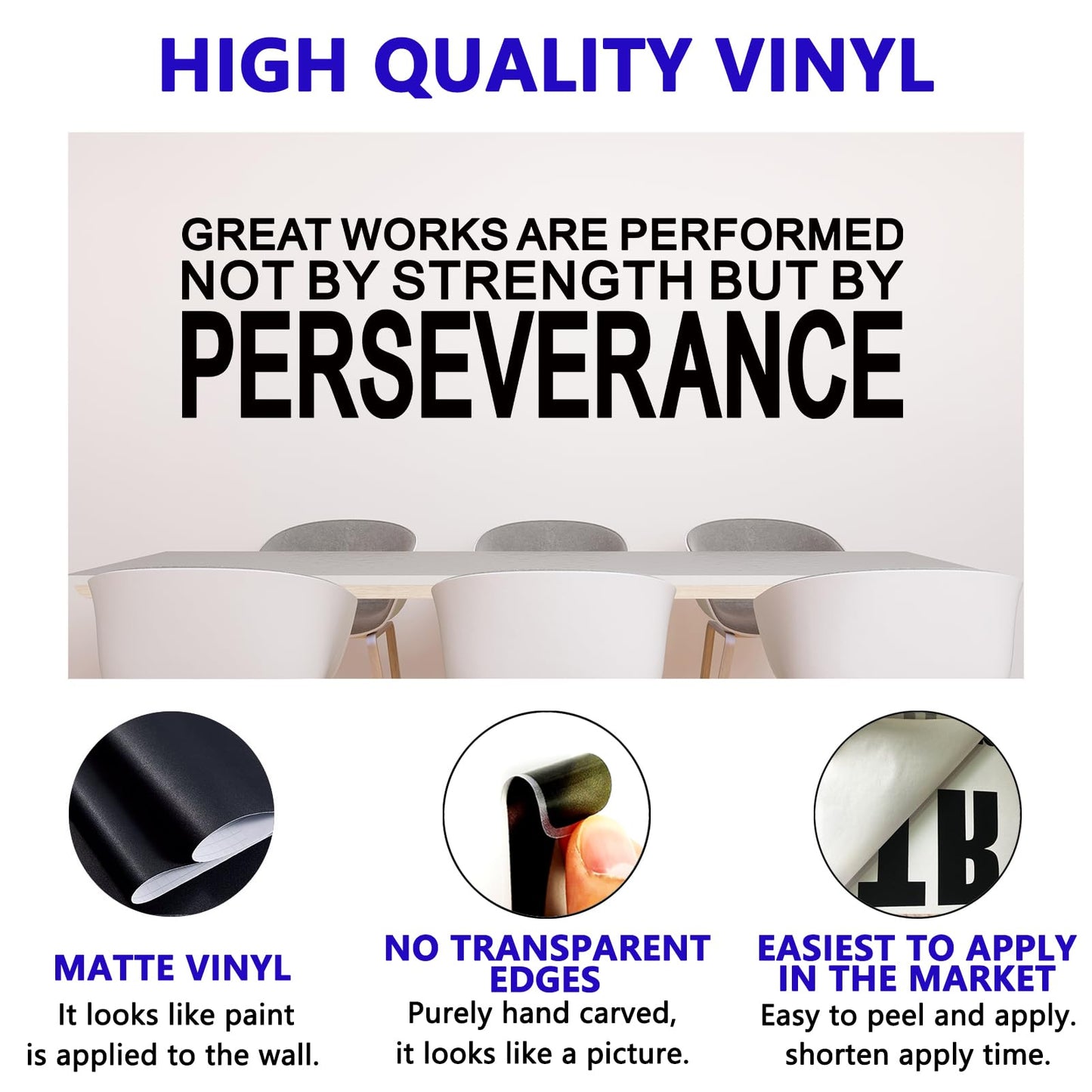 Motivational Quotes Wall Stickers for Office: Classroom Inspirational Positive Vinyl Art Wall Decals for School Bedroom - Great Works are Performed 25" X 7"