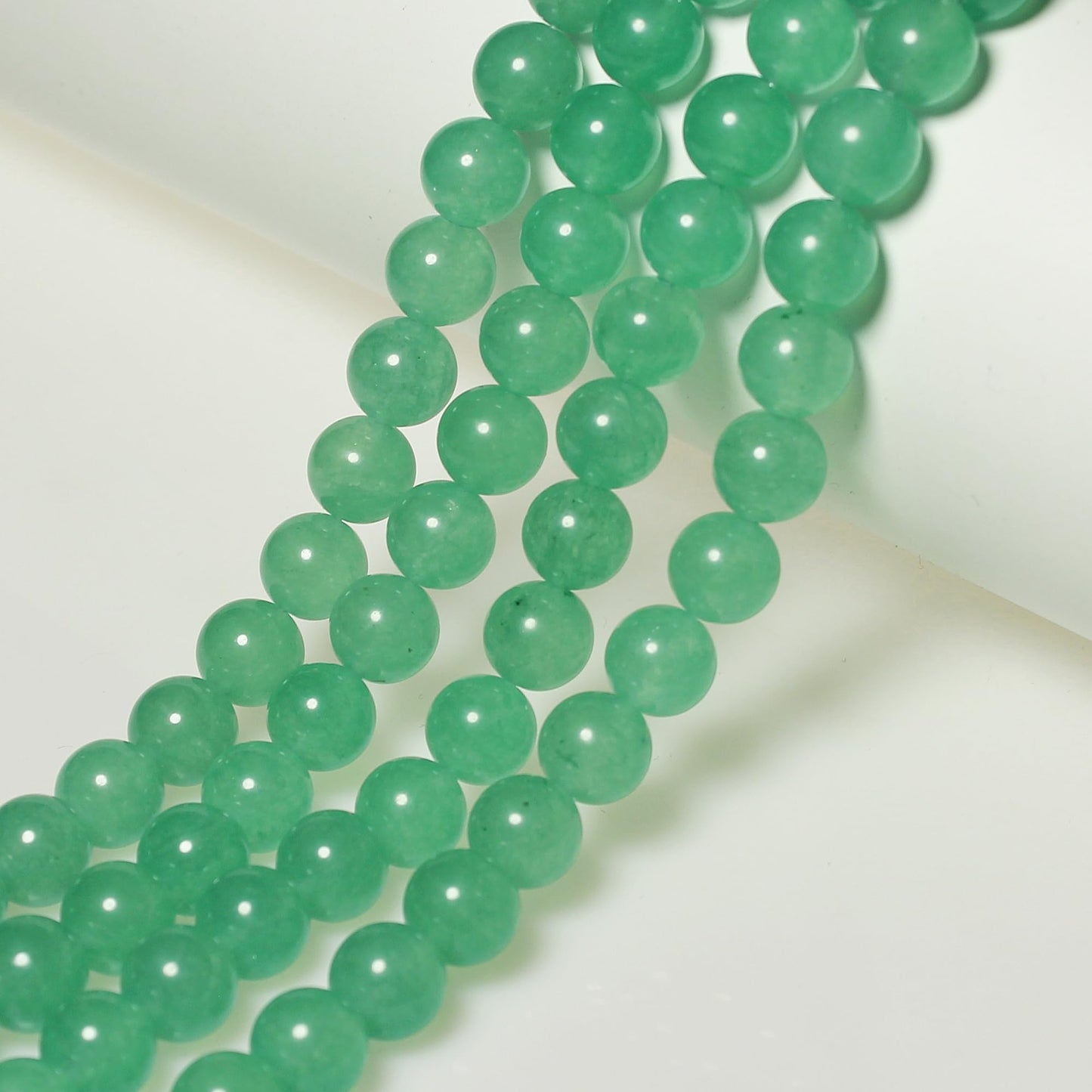 MJDCB Stone Beads 8mm 43pcs Round Aventurine Green Jade Loose Gemstone Bead Charms for Jewelry Making Bracelet Necklace Earring Pendant