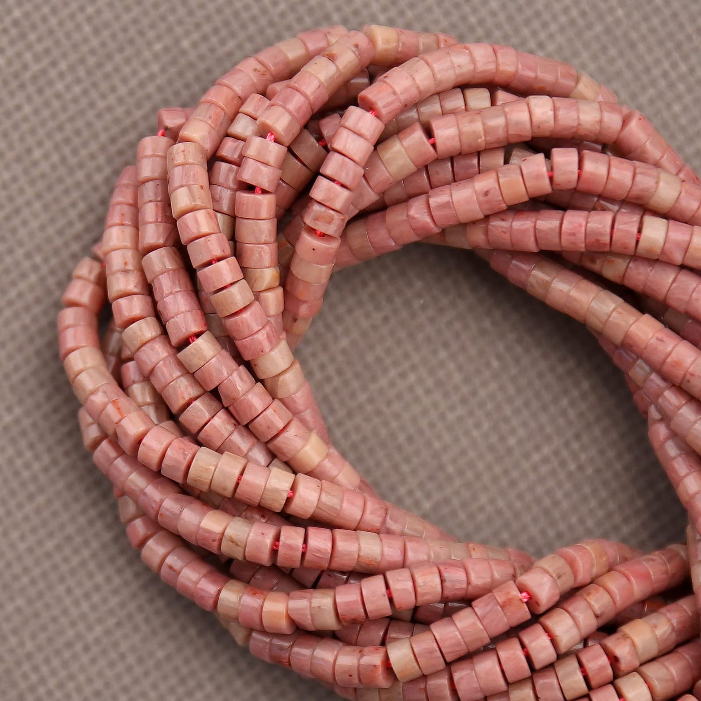 BONNY BOXX 150PCs Natural Rhodochrosite Spacer Beads, Loose Semi Precious Flat Round Gemstone Heishi Disc Stone Beads for Beading Jewelry Making 4mm*2mm