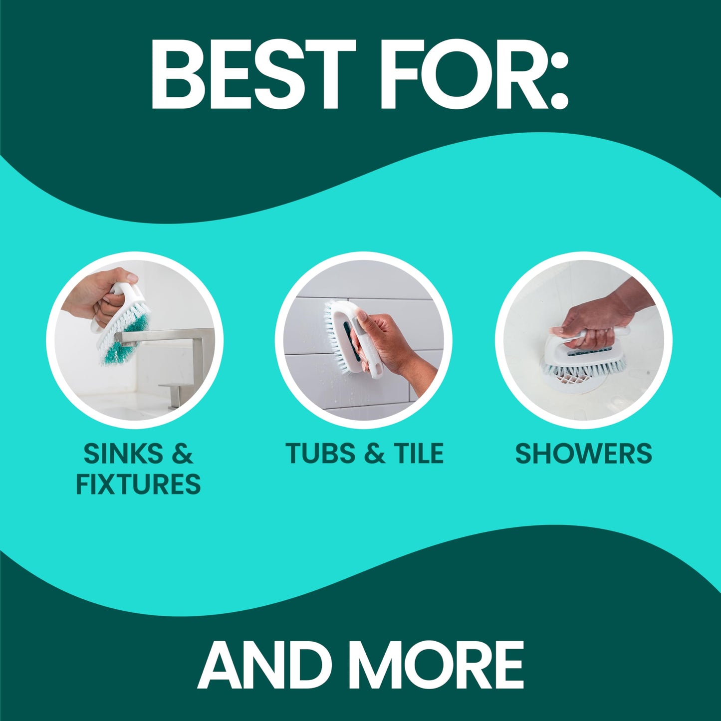 Scotch-Brite All Purpose Brush, For Tile Floors and Walls, Shower Doors, Tubs, Bathroom Fixtures, and More, 6 Count