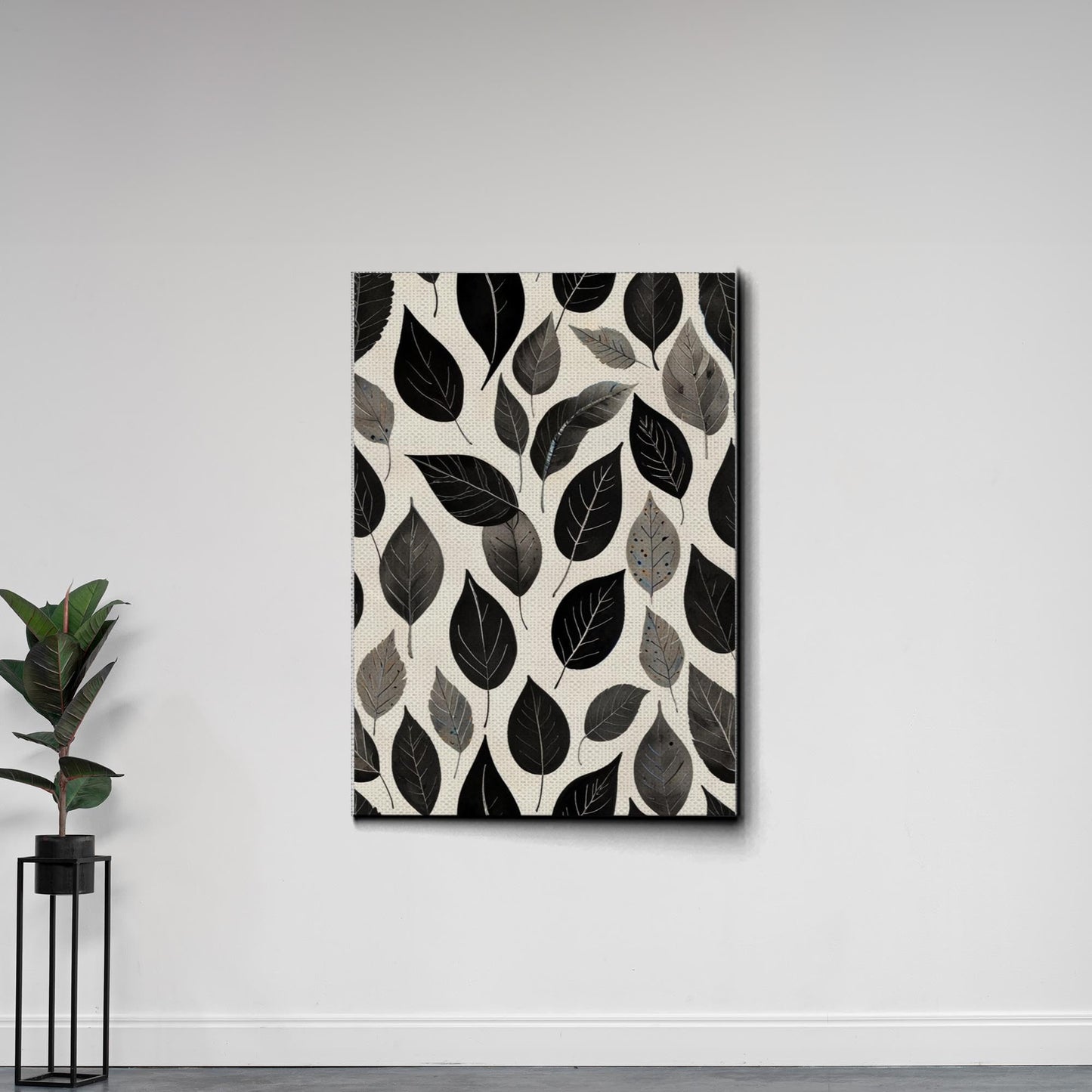 Canvas Print Scandinavian Folk Art Black and Beige Abstract Botanical Wall Art for Scandinavian Home Decor Decor Canvas, Decor