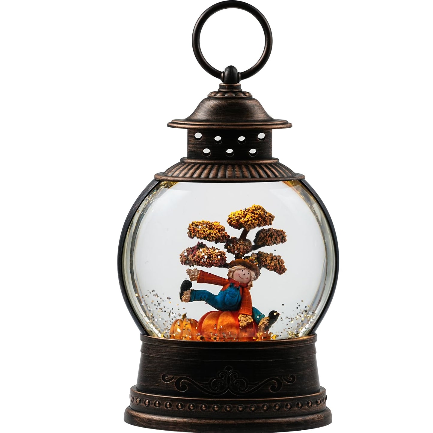 Thanksgiving Decorations Snow Globes, Light Up Snow Globe Lantern with Scarecrow Pumpkin, 6H Timer, USB & Battery Operated Fall Decorations for Autumn Thanksgiving Harvest…