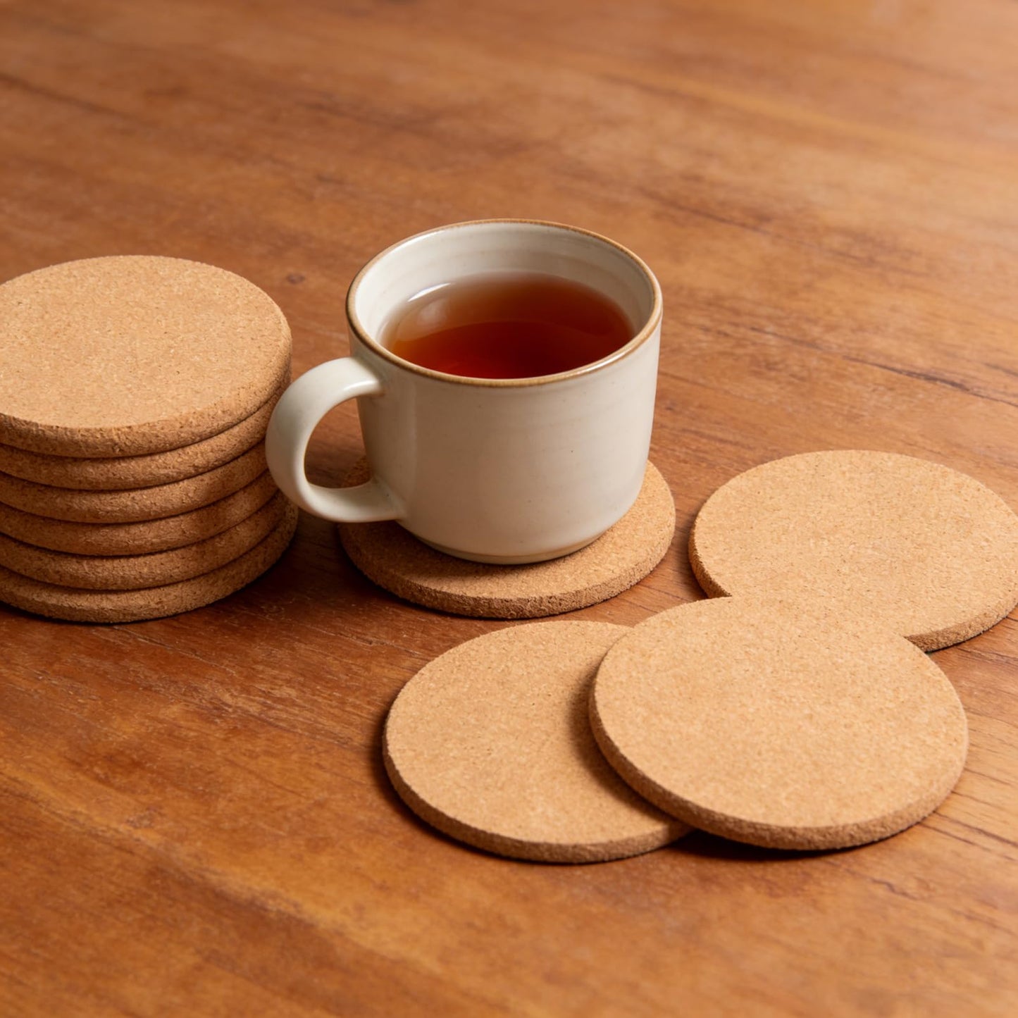 10 Pcs Cork Coasters, Cork Coasters for Drinks, Extra Thick Cork Coaster Set for Cups Mugs Wine Glasses, Non-Slip Coasters for Tabletop Protection