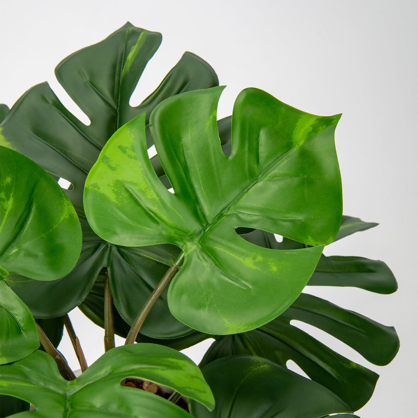 Hollyone Artificial Monstera Plant Faux Monstera Plant Potted Fake Tropical Plants in Black Pot for Indoor Outdoor Home Desk Office Garden Farmhouse Decoration