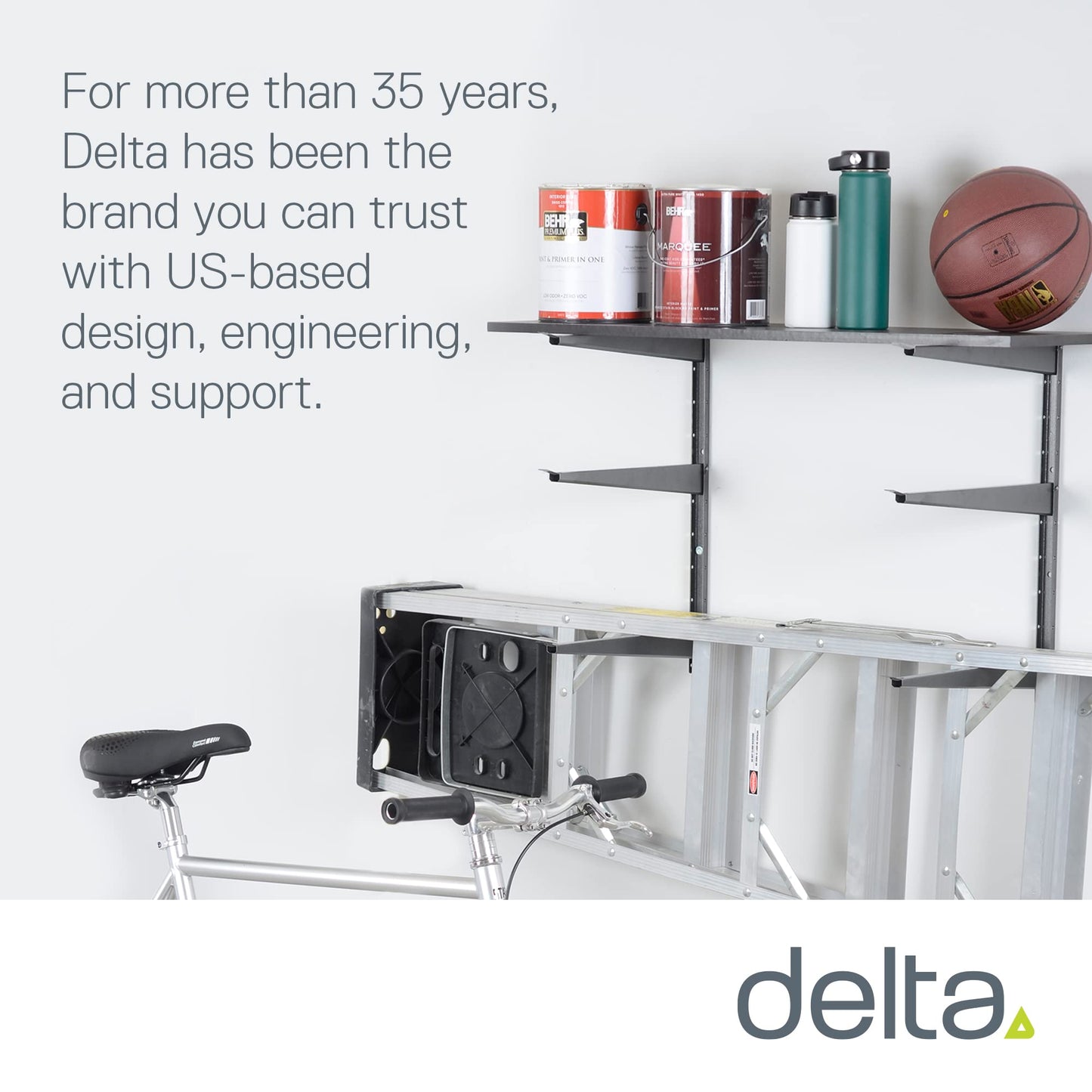 Delta Heavy Duty Wood and Lumber Storage Rack, Holds Up To 480 lbs - Easy to Install Mounted Rack With Steel Construction for Indoor & Outdoor Storage Solution For Garage, Basement & Pantry Cycle