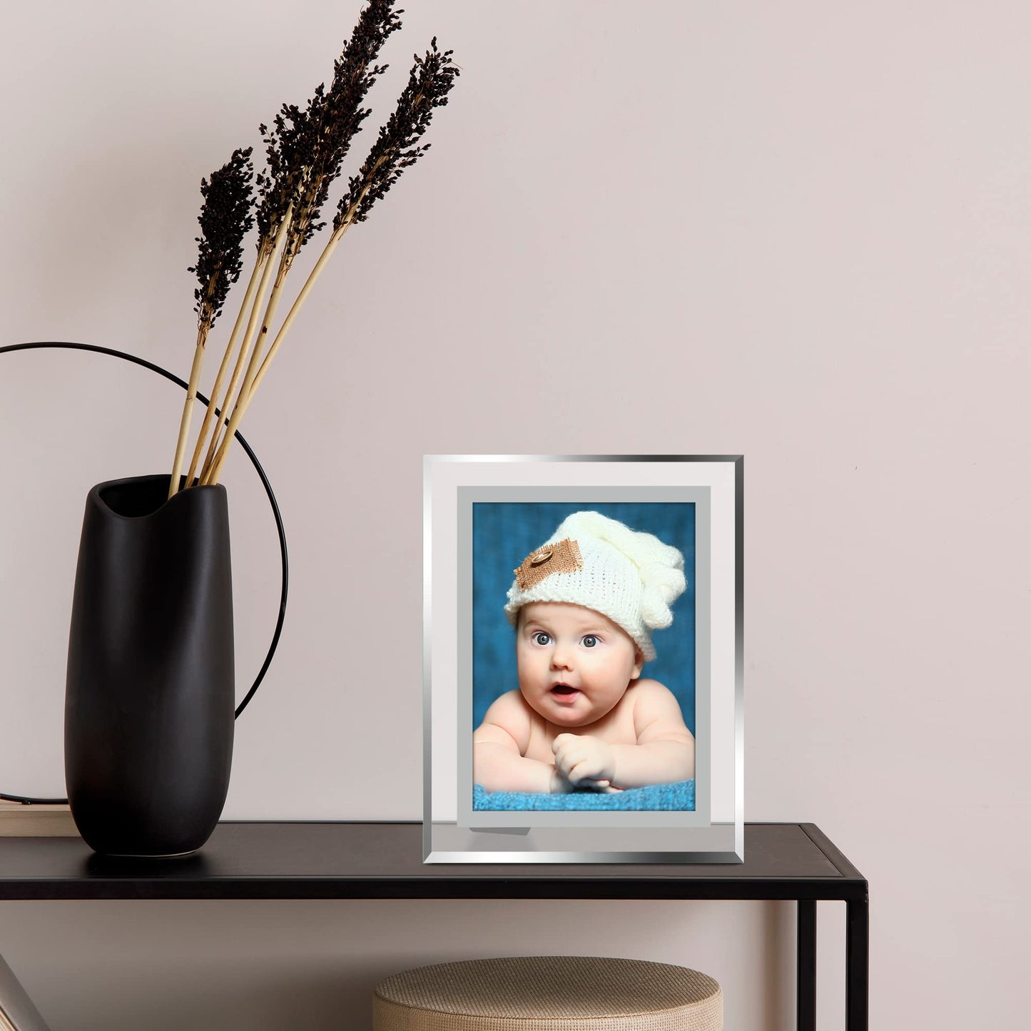 Vienrose 4x6 Picture Frame Set of 2, Clear Glass Photo Frames with Silver Edge, Horizontal or Vertical Display for Tabletop, Desk, Home, Office Decoration