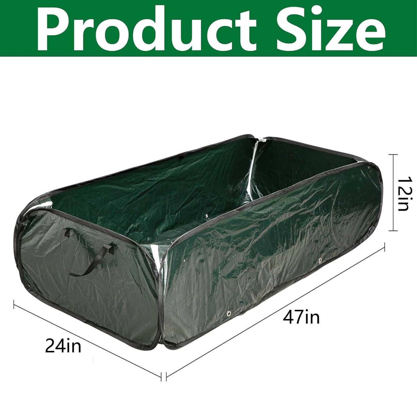 EBaokuup 47 x 24 x 12 Inch PE Pop-up Rectangular Planting Bag, Wire Support Rectangle Plant Growing Bag, UV Protected Rectangular Planter Bed for Garden Vegetable Flowers Fruit