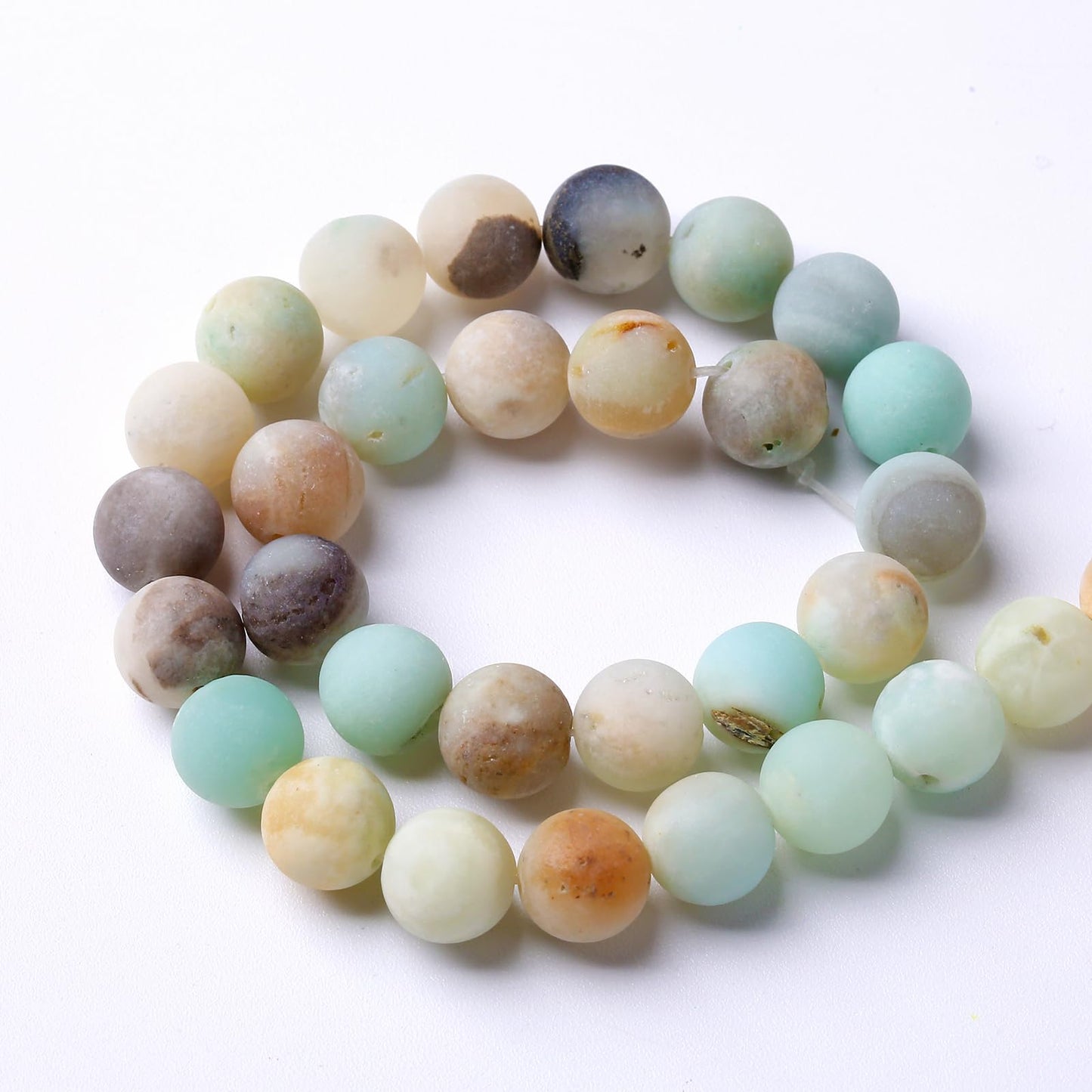 10mm 38pcs Frosted Amazonite Natural Stone Round Loose Beads for Jewelry Making DIY Bracelet Necklace