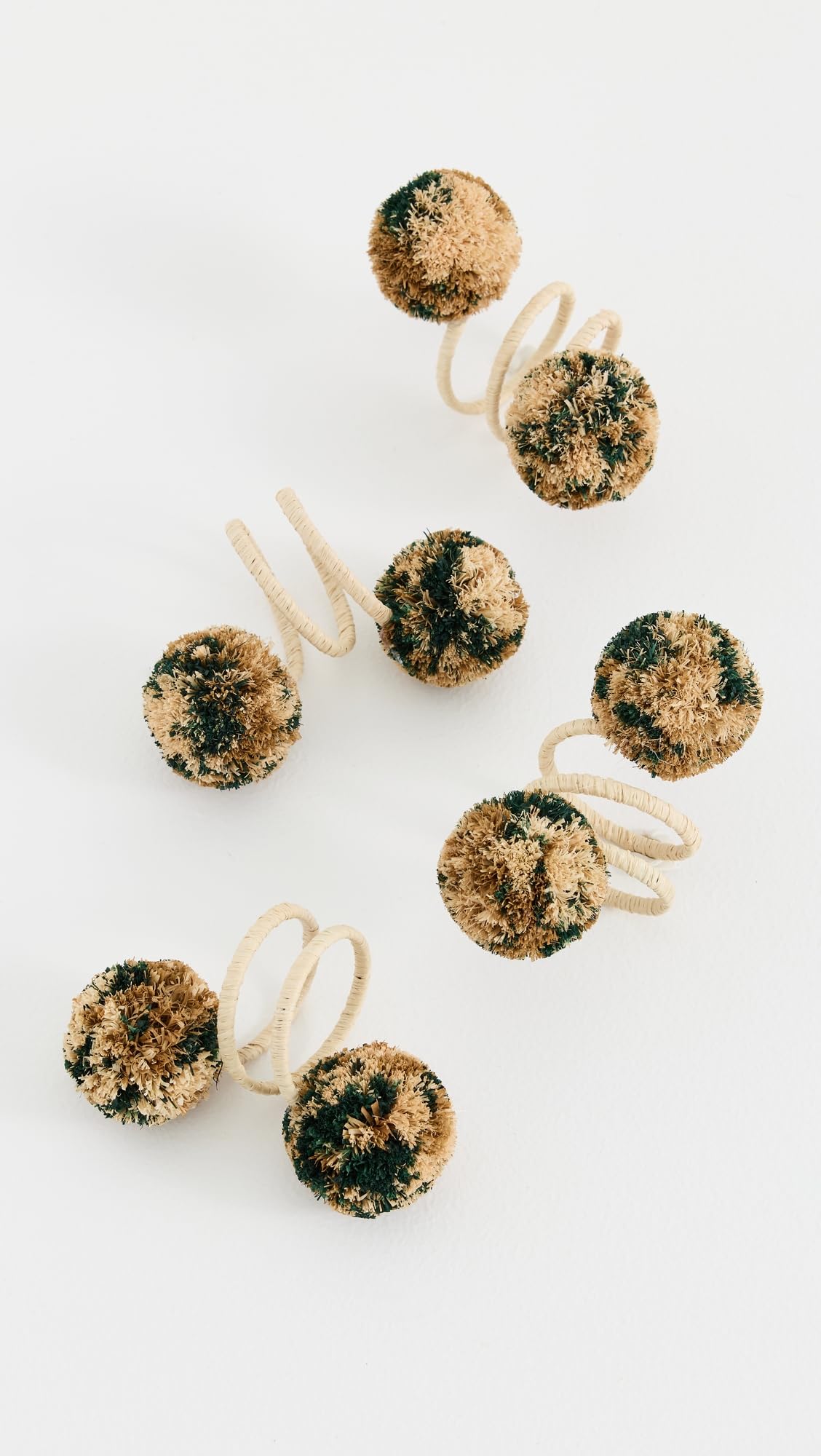 Kim Seybert Women's Casbah Napkin Rings Set of 4, Natural/Green, One Size