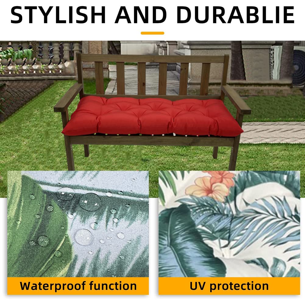 Srutirbo Waterproof Indoor/Outdoor Bench Cushion Garden Non-Slip Swing Chair Cushion, Loveseat Cushion for Patio Furniture Swing Wicker Garden Bench, Indoor Lounger Seat (Hawaiian, 47x19in)