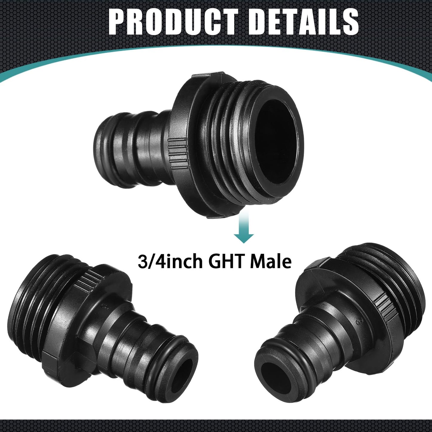 Threlaco 20 Pcs 3/4 Inch Plastic Garden Hose Connect Hose Quick Connector with Valve 40 Pcs Rubber Washers and 40pcs Male Adapter for Water Hose Coupling (Simple Style)