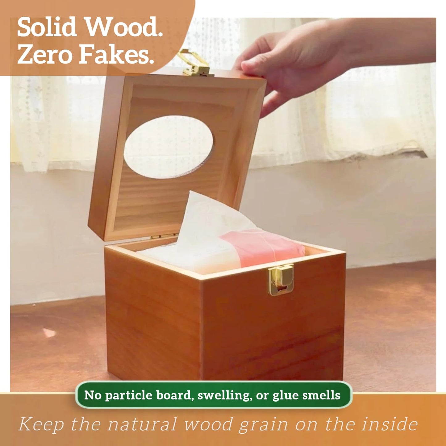 Wooden Square Tissue Box Cover with Lid, Decorative Cube Tissue Box Holder, Bathroom Accessories, Office Decor, Home Decor for Modern Farmhouse Classic Style