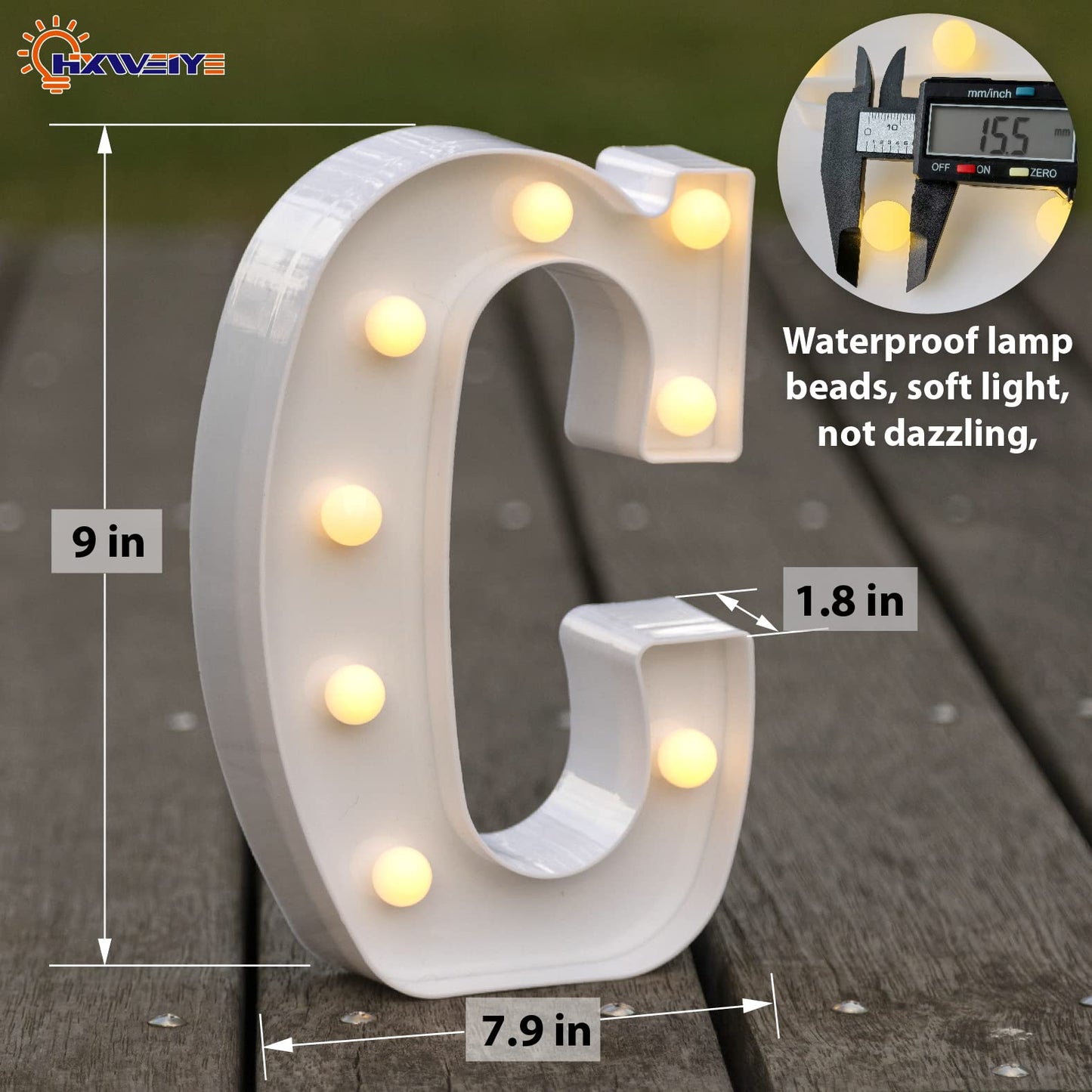 HXWEIYE LED Marquee Letters Lights Sign C, 26 Alphabet Light Up Letters and Number 0-9 Number Warm White Led Letter for Bar Party Birthday Home Wedding Décor