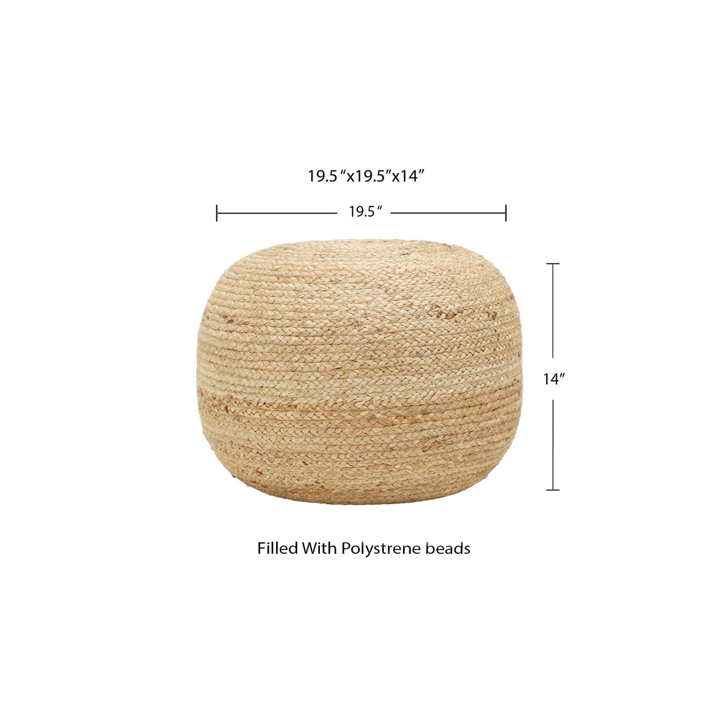 REDEARTH · Jute Circular Jute Pouf Ottoman - Braided Pouffe Accent Sitting Round Footrest for Living Room, Bedroom, Nursery, kidsroom, Patio, Gym; 100% Jute (19.5"X19.5"X14"; Jute Natural)
