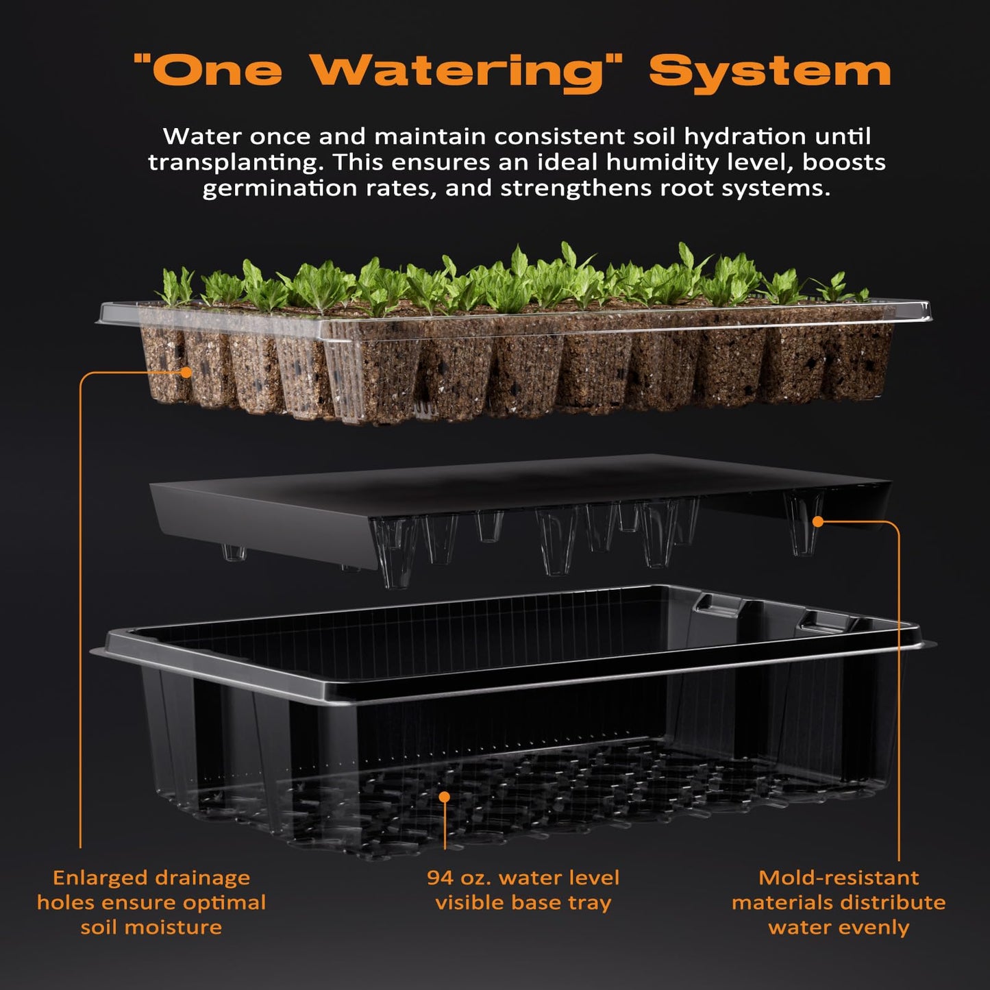 Patigrow 80-Cell Self-Watering Seed Starter Tray with Grow Light, Seed Starter Kit with 4.07” Humidity Dome, Indoor Seedling Starter Tray, Seed Starting Trays for Plant Germination, Seeds Growing