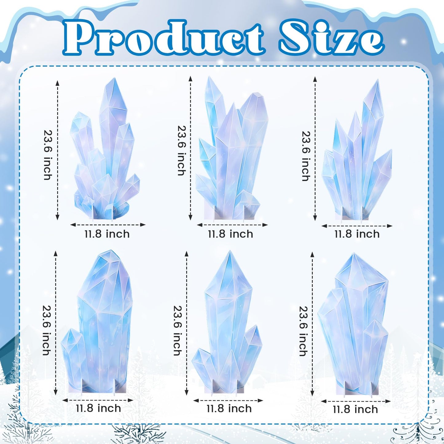 Novabright 6 Pcs Icicle Style Standees Standup Cutout Backdrop Photo Props Theme Party Decorations for Birthday Party Supplies Baby Shower Classroom Halloween Decor(White)