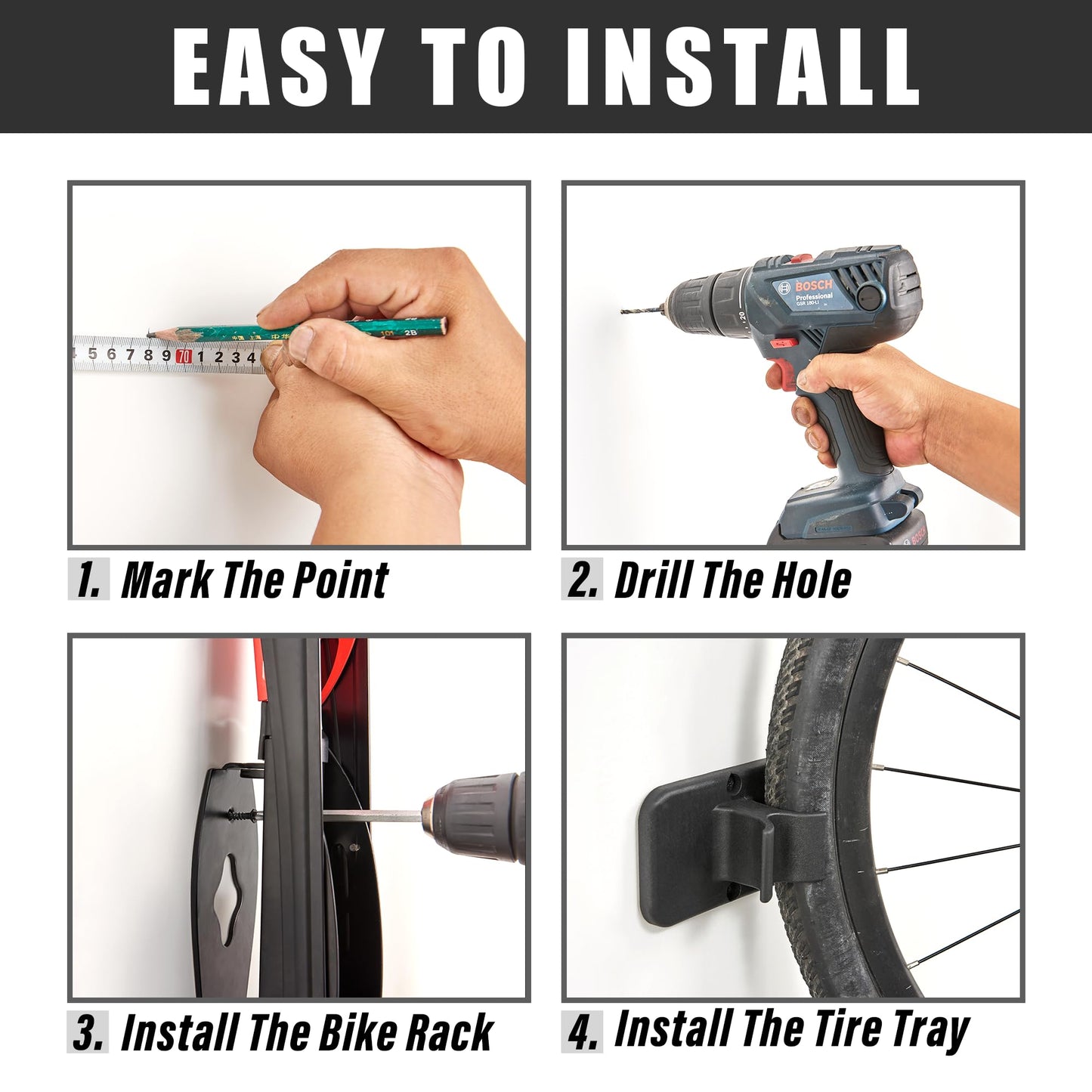 Wallmaster BIKEPAL Swivel Bike Rack, Wall Mounted Vertical Bike Storage Hanger, Space Saving for Home and Garage, 2 Pack