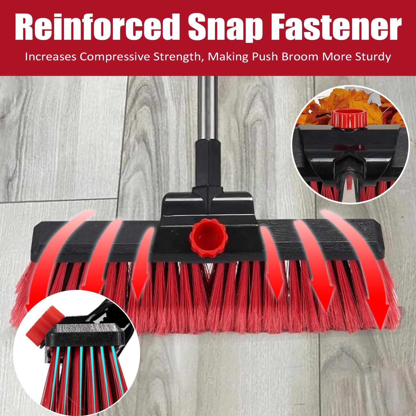 16.5" Outdoor Broom for Floor Cleaning Heavy Duty Push Broom with 53" Long Handle,Outdoor Broom for Deck,Driveway,Garage,Yard,Deck,Patio,Warehouse,Concrete