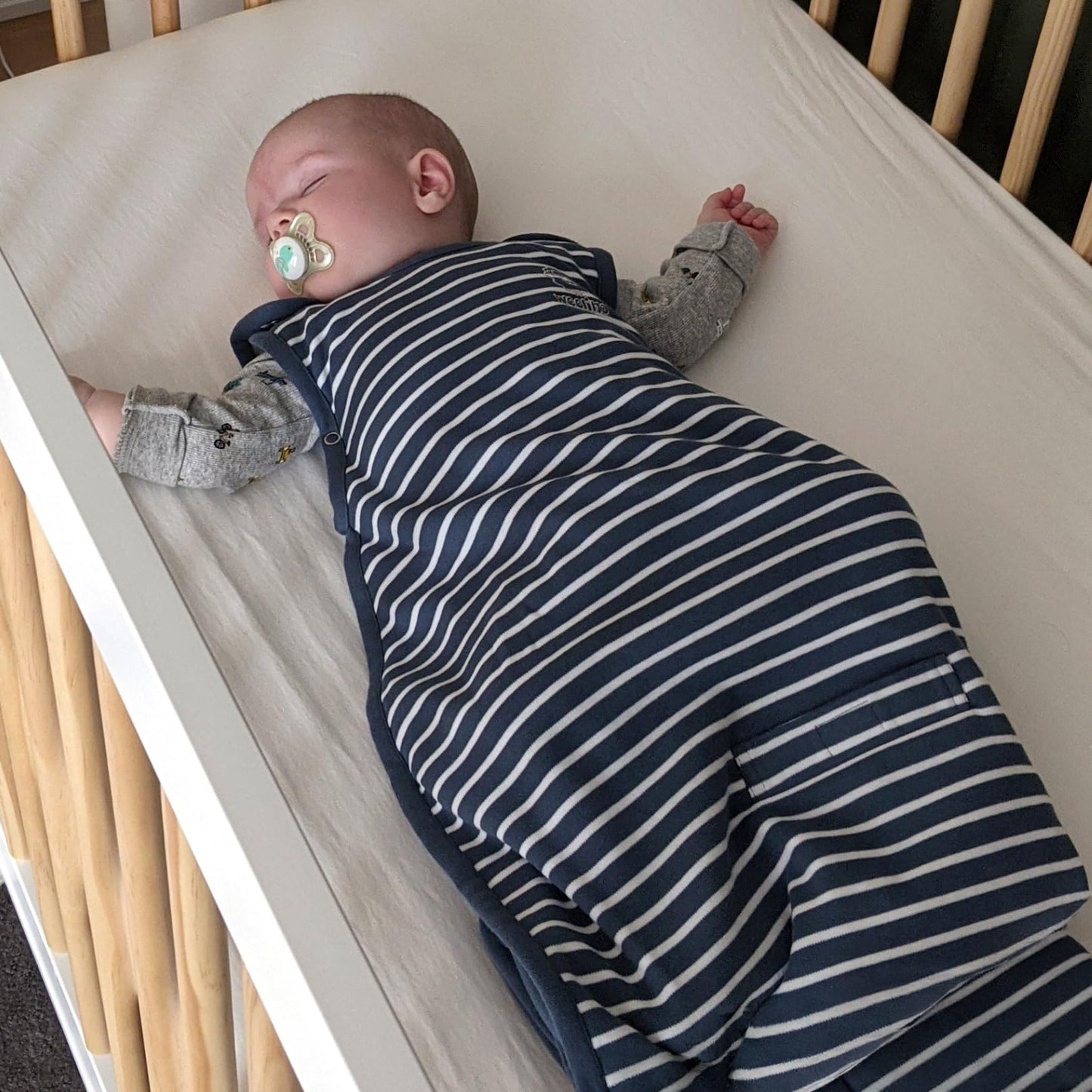 Woolino 4 Season Ultimate Baby Sleeping Bag - Merino Wool and Organic Cotton - Universal Size Adjustable Sleep Sack for Baby - Two-Way Zipper Sleeping Bag (2-24 Months) - Navy Blue