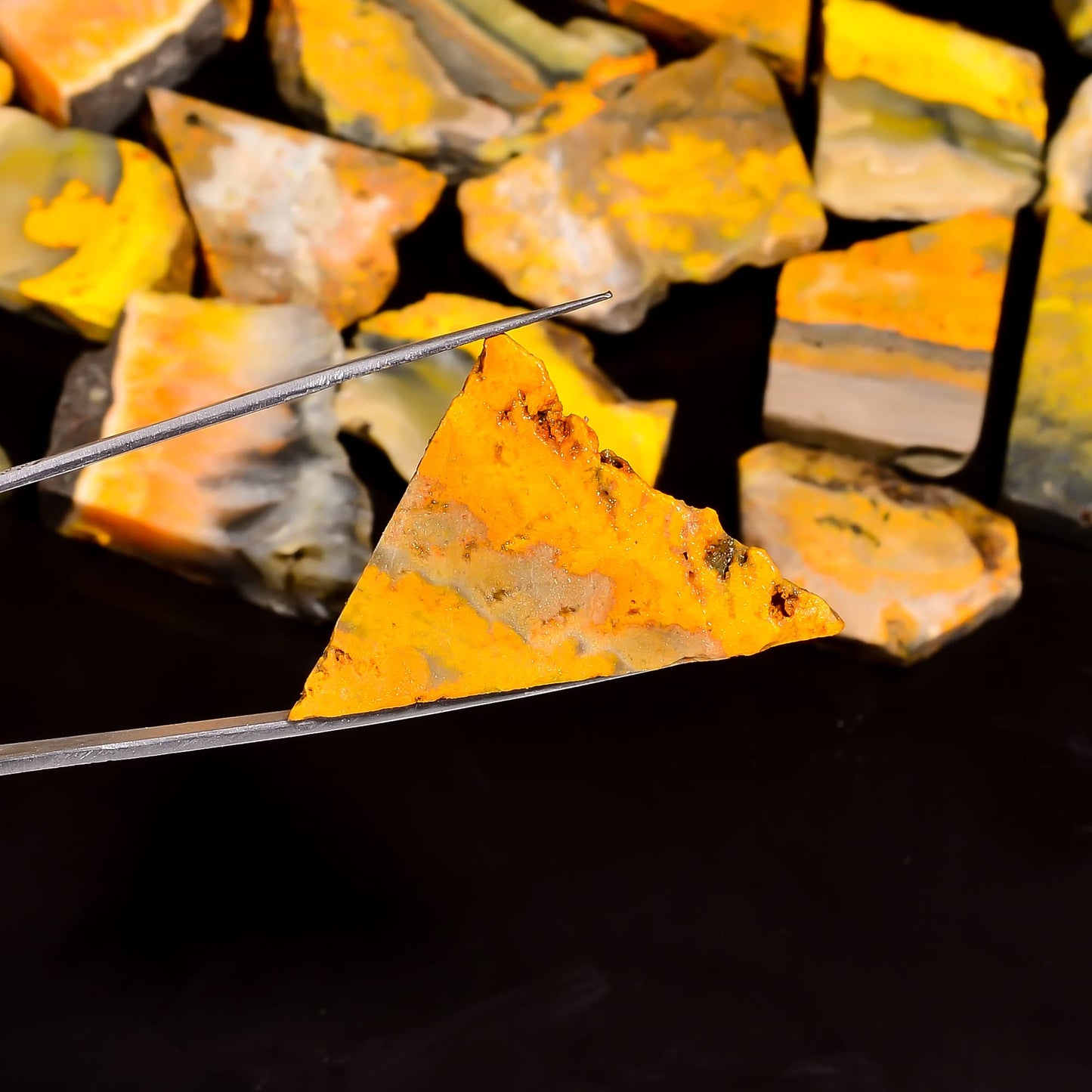 Natural Bumble Bee Raw Slice Gemstone- Healing Crystals for DIY Jewelry Making -Loose Natural Cabochon -Perfect for Crafting Unique Jewelry Designs (5 pcs, 25-35 mm)