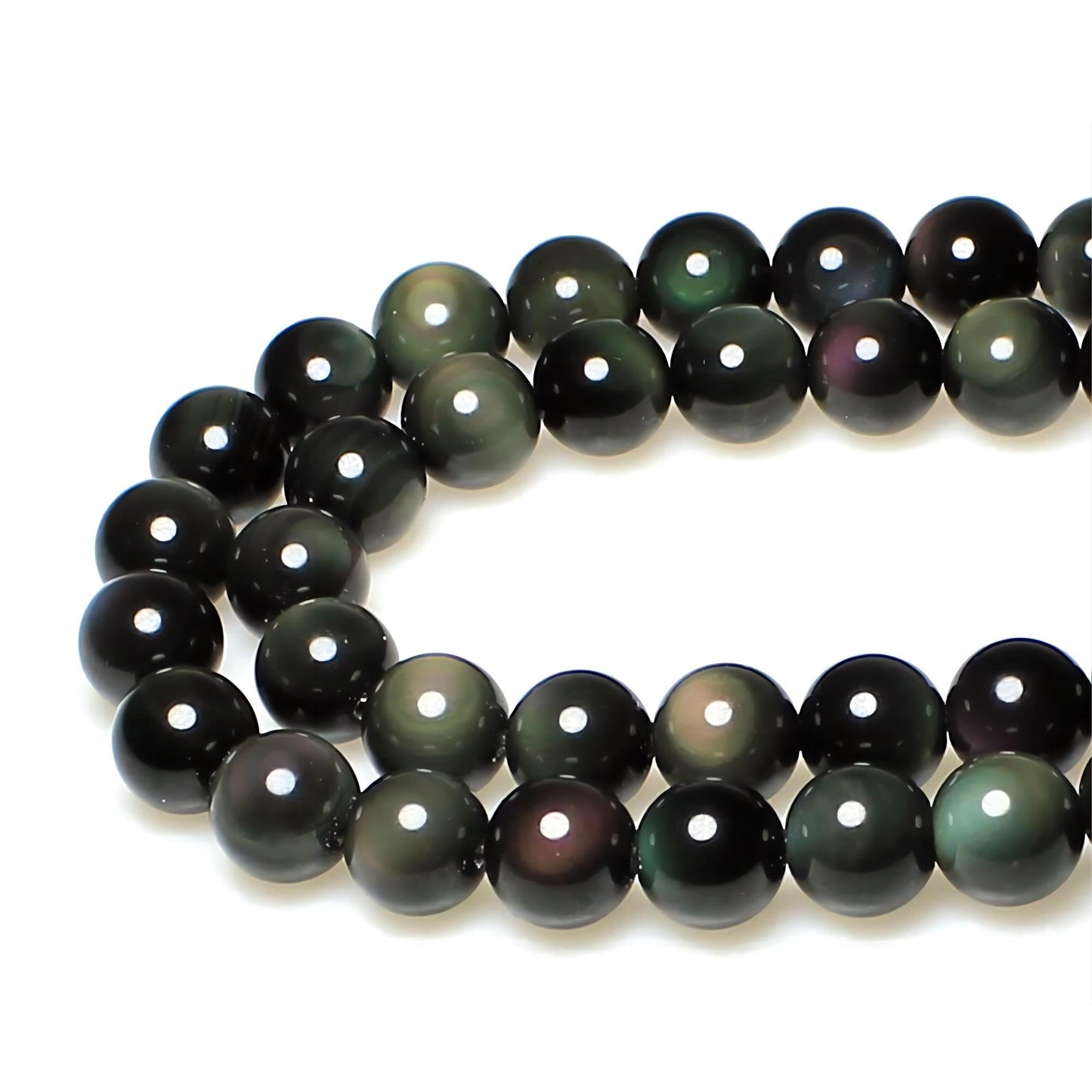 MJDCB Rare Collection Natural Stone Beads Rainbow Obsidian Round Loose Beads for Jewelry Making DIY Bracelet Necklace (8mm)