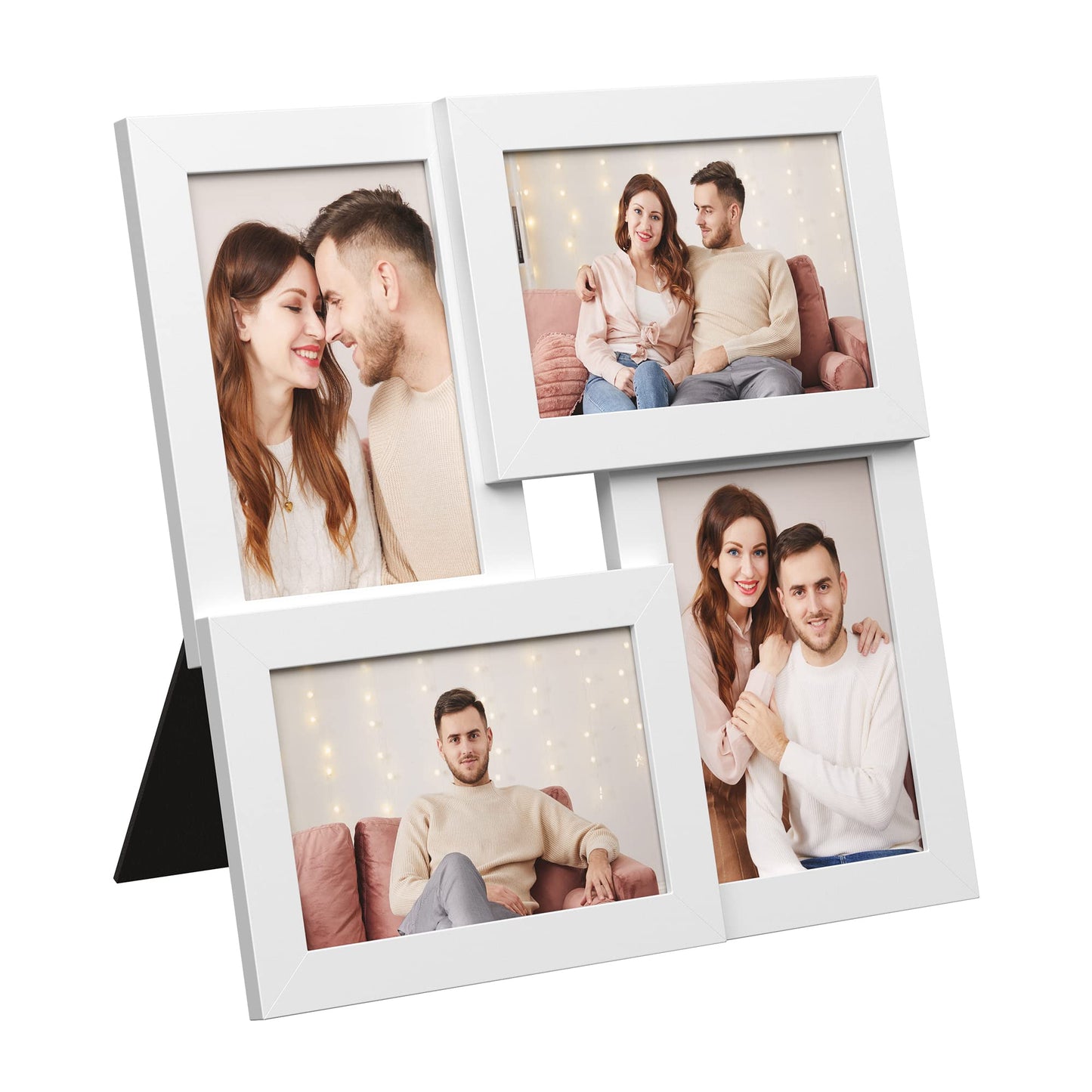 SONGMICS Collage Picture Frames, 4x6 for Wall Decor, Multi Family Photo for Gallery Decor, Hanging Display, Set of 4, Cloud White URPF25WTV1