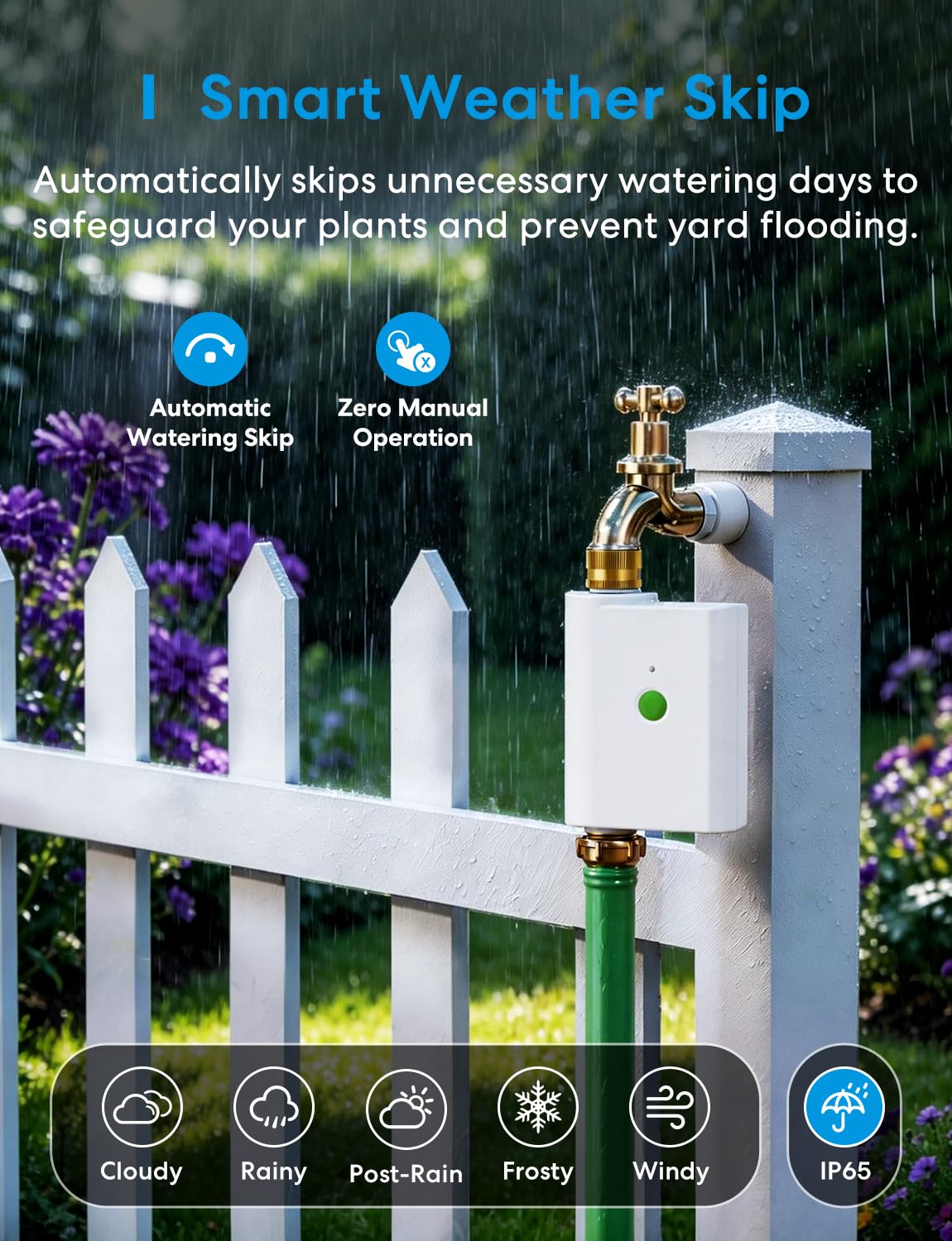 meross WiFi Water Timer for Garden Hose, Smart Hose Timer with Brass Inlet & Outet, WiFi Sprinkler Valve Work with Alexa & Google Assistant, Smart Rain Skip for Lawn, Garden & Yard