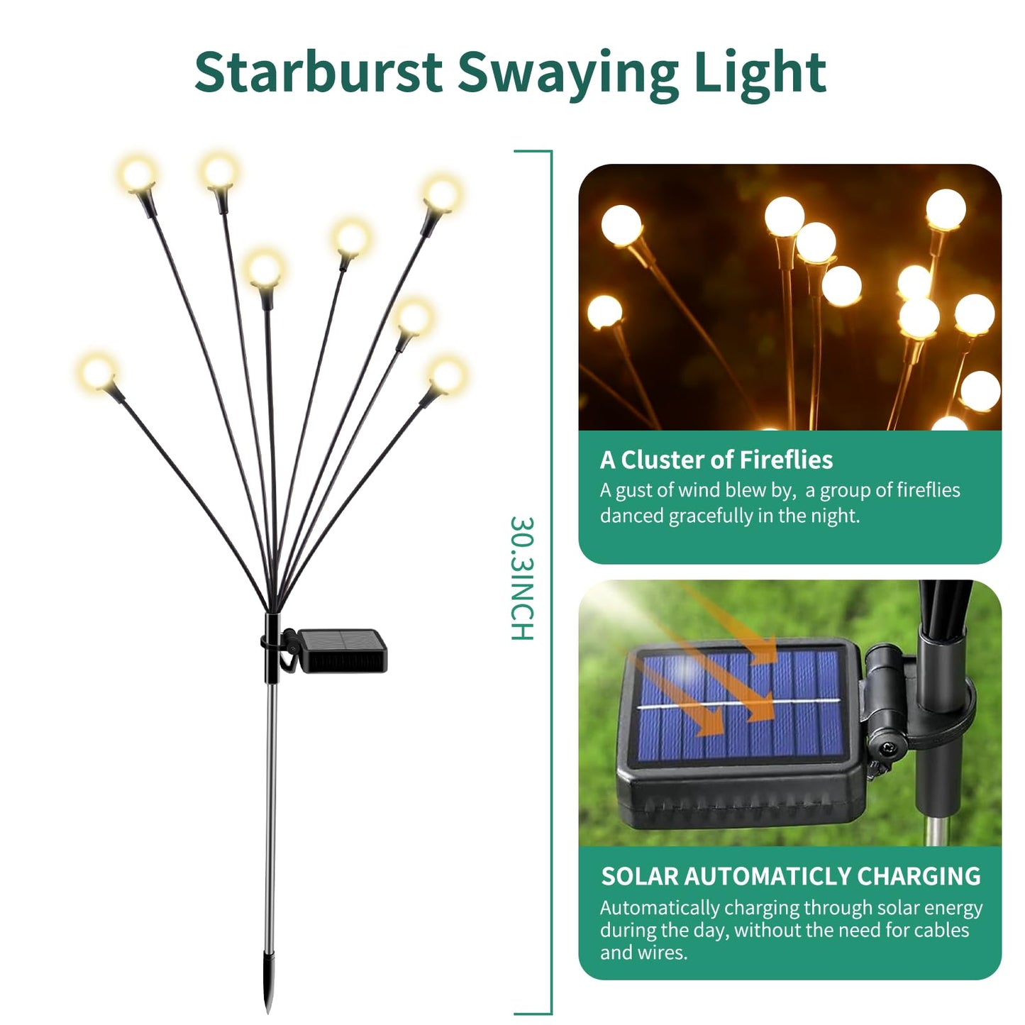 vignuto Solar Lights Outdoor Waterproof, 8 Packs 64LED, Solar Garden Lights, Garden Decor, Patio Decor, Unique Gifts for Women, Gifts for Grandma