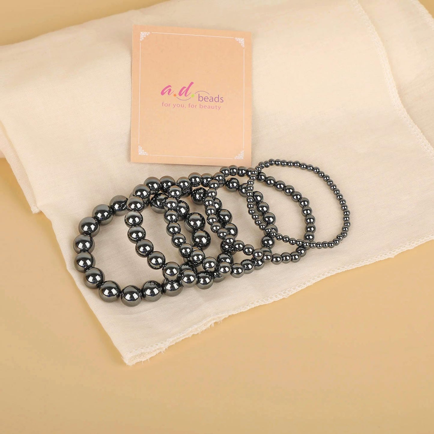 AD Beads Handmade Gemstone Stretch Elastic Bracelet Crystal Healing Reiki Nature's Beauty and Spiritual Essence Unisex (8mm, Hematite (Healing and Health))