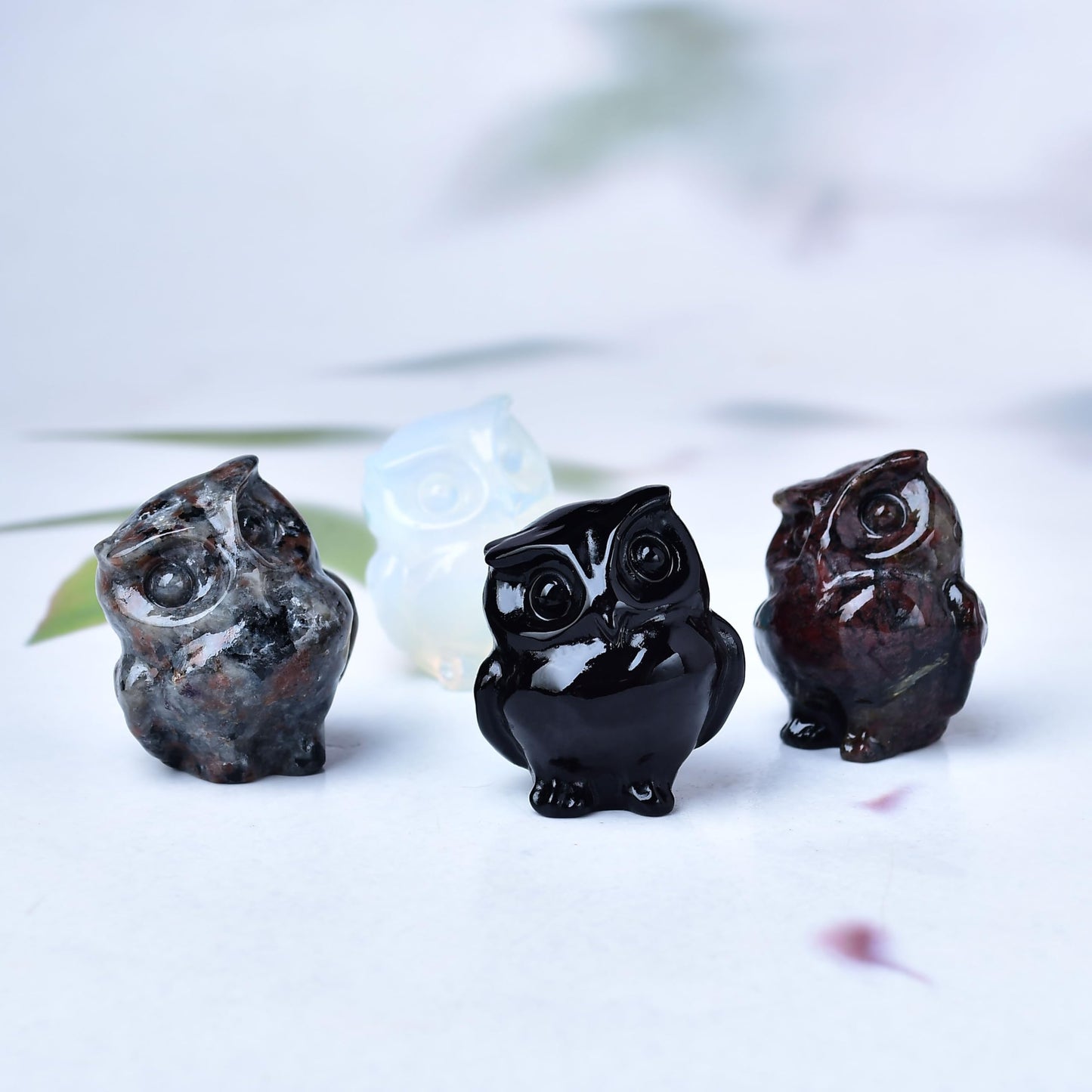 WUYOUSHI Opal Owl Decor Healing Crystal Statue Polished Gemstone Spiritual Decor for Home & Office Desk Energy Stone Gift for Women, Men (Meditation, Reiki)