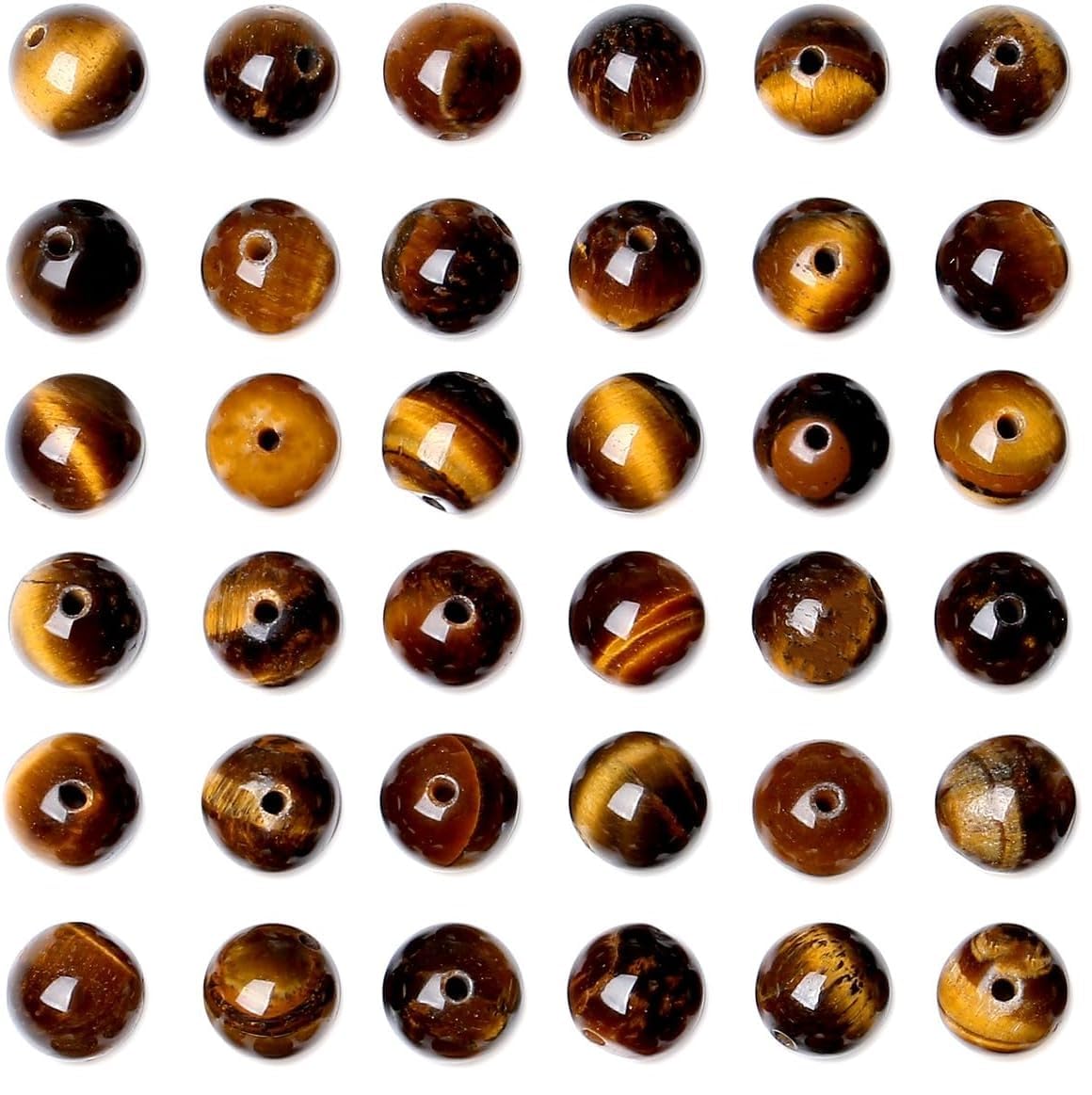 QINJIEJIE 100PCS Yellow Tigers Eye Beads 8mm Natural Stone Beads Round Loose Gemstone Bead for Bracelet Beading Crystal Jewelry Making DIY Necklace Earrings 0.32"