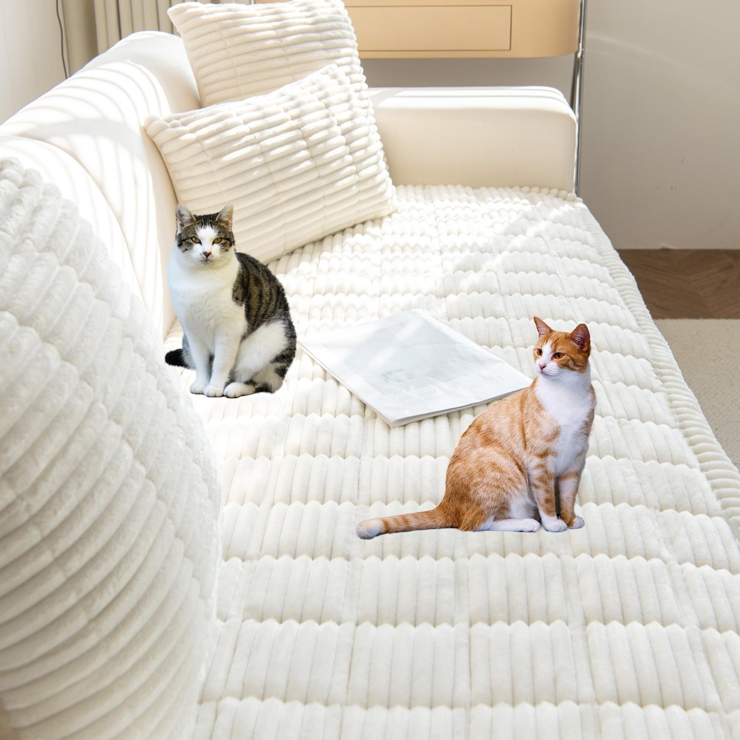 Mivnue Pet Couch Cover, Couch Covers for Dogs, Washable Dog Sofa Covers Couch Protector, Fuzzy Non Slip Couch Slipcover Pet Friendly (White, 27.6" x 59.1")