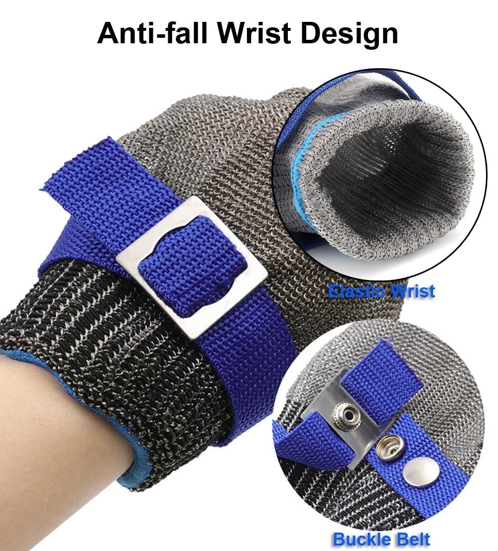 SUJAYU Cut Resistant Gloves, Level 9 Stainless Steel Cut Proof Gloves Cut Resistant Work Gloves, Kitchen Glove for Cutting (L)