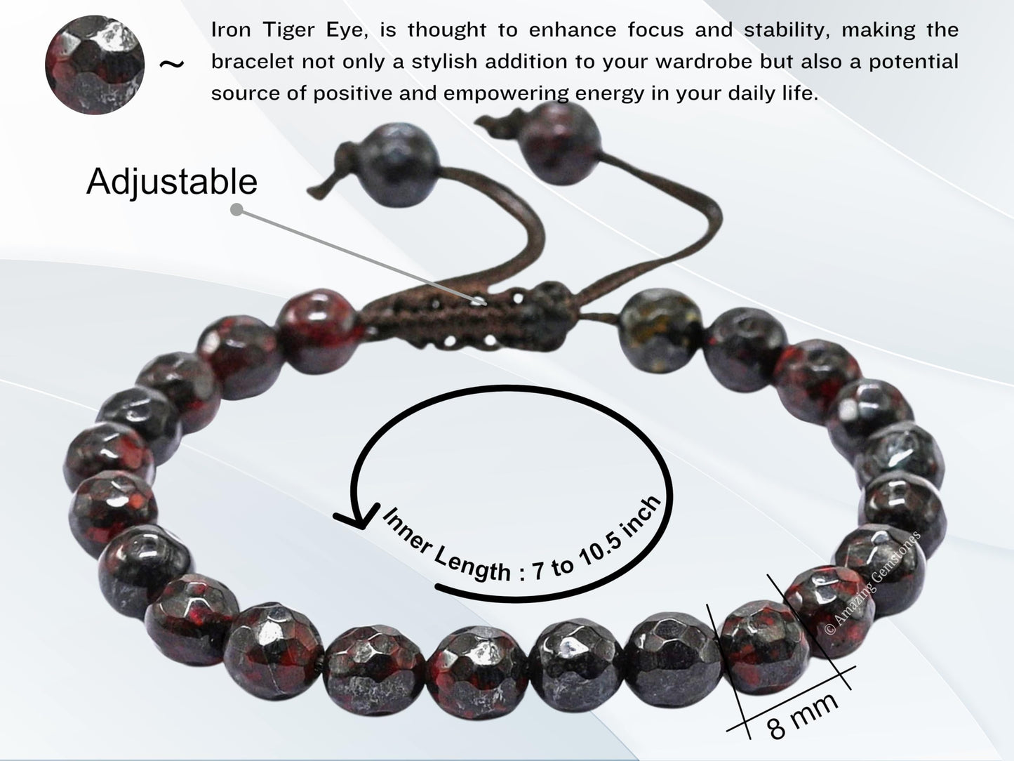 Amazing Gemstone Iron Tiger Eye Bracelet for Women - Chakra Mens Bracelet Protection Crystals and Healing Stones - Blessing Bracelet Spiritual Meditation Gift Christmas Stocking