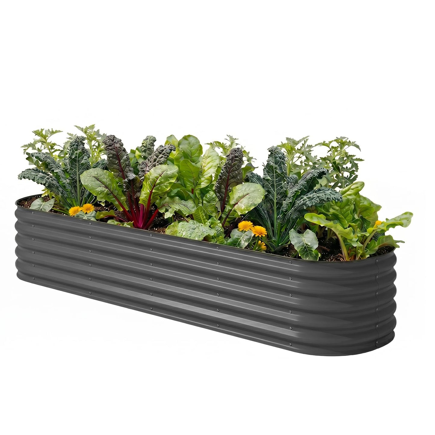 TABU Galvanized Raised Garden Bed Outdoor, 8x4x1.5 Ft Metal Planter Box with Anti-Cutting Edge, Rust-Resistant Garden Bed Kit for Outdoor Gardening, for Vegetables, Flowers, Herbs, Grey