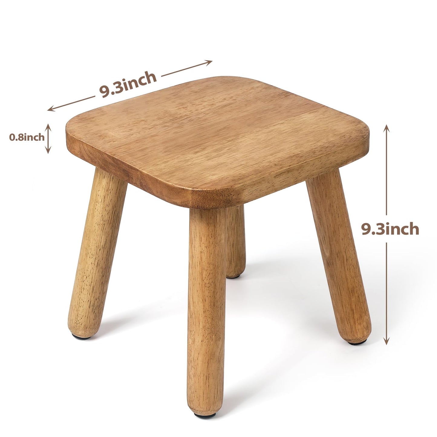 2 Pack Wooden Stool, Plant Stools, Kids Stools for Adults Step Stool for with Four Detachable and Assembled Legs(Classic 9.3inch)-Walnut