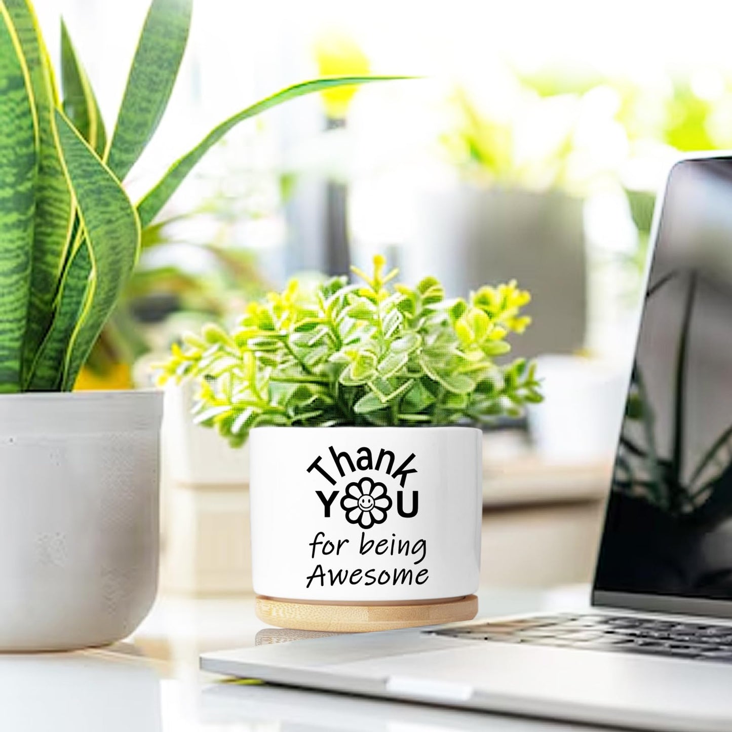 Aryabtya Thank You Gifts for Women, Succulent Planter, Flower Cactus Plant Pot, Employee Appreciation Gifts for Coworkers Nurse Friends Women, Thank You for Being Awesome (No Plants)