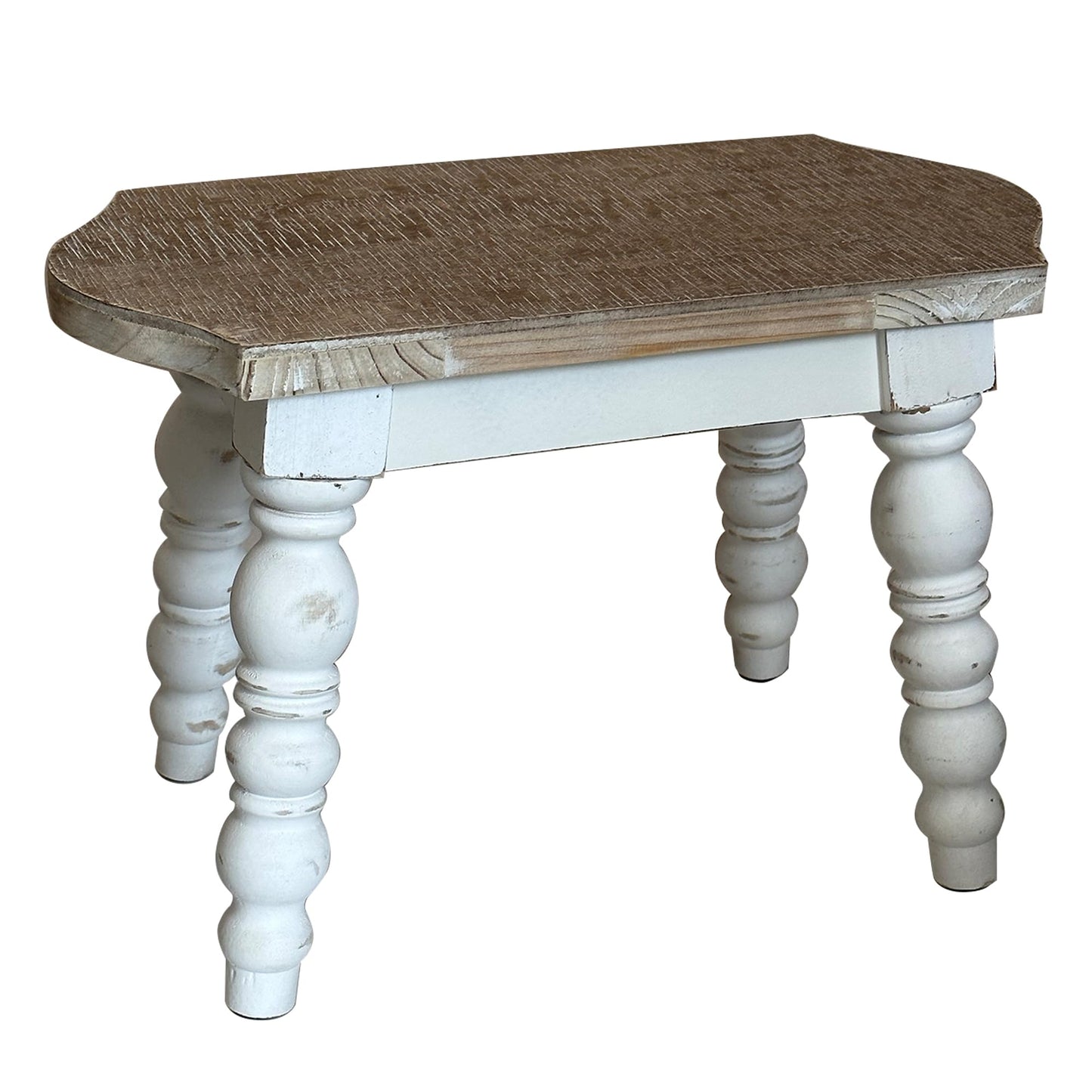 dwellington Wooden Bathroom Farmhouse Step Stool, Wood Foot Stool for Adults Kids, Bedside Step Plant Stand for Kitchen