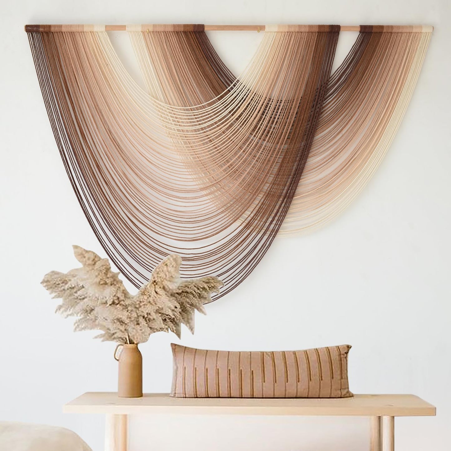 Macrame Wall Hanging Dip-Dye Boho Home Decor Fiber Wall Art Craftsmanship Bedroom Livingroom 57" W x 39" L