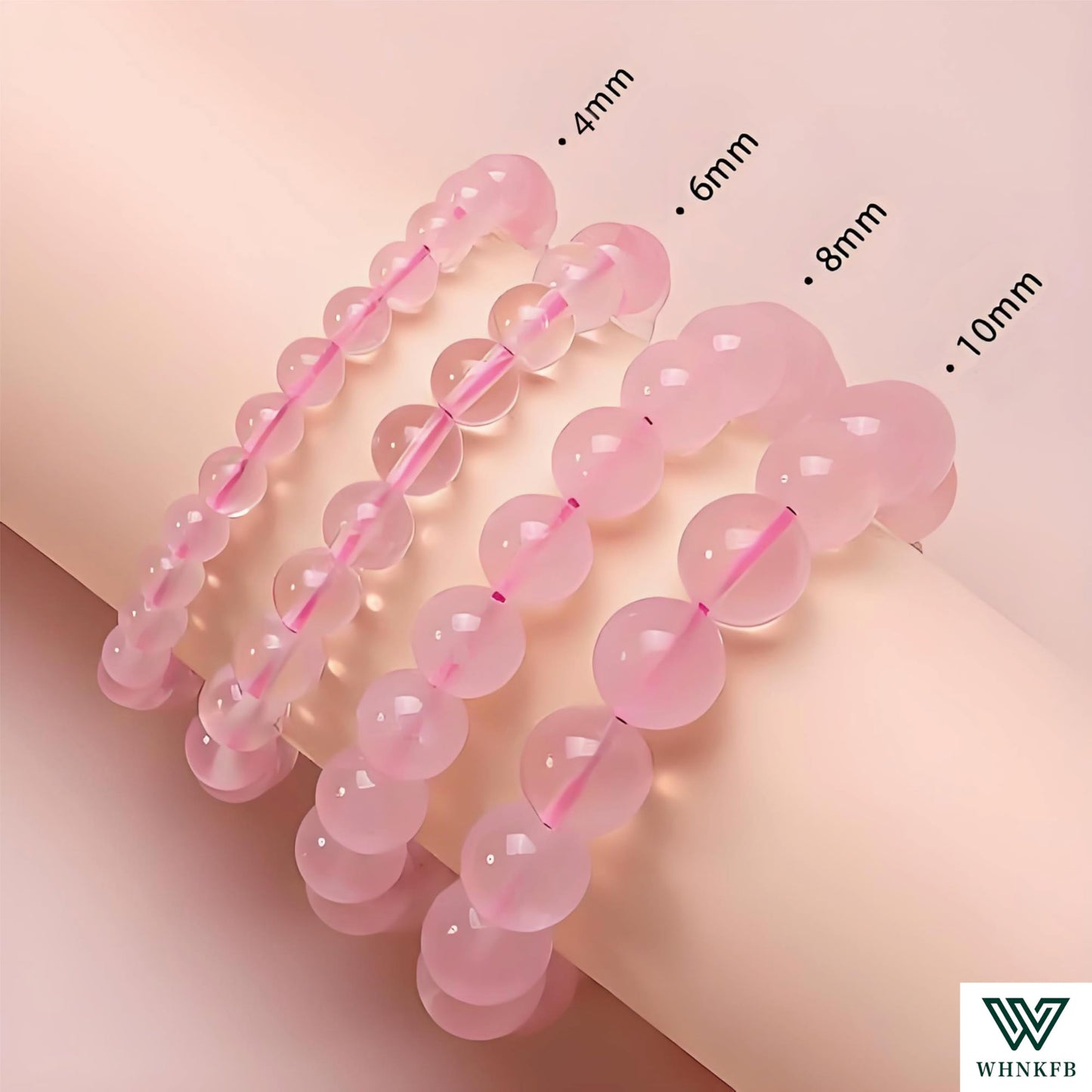 WHNKFB 10mm 50PCS Natural Ice Rose Quartz Round Beads, High Clarity Loose Pink Crystal Beads for Jewelry Making Craft - 4mm 6mm 8mm 10mm Options with Free Elastic Cord