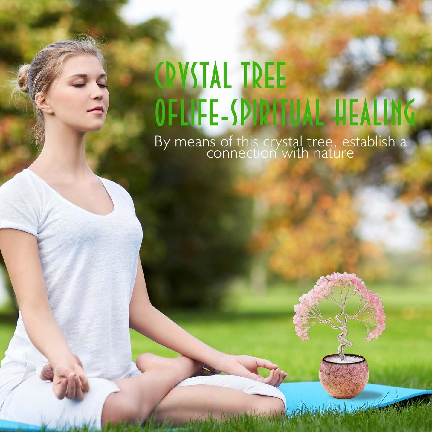 Runyangshi Rose Quartz Crystal Tree of Life - 7in Chakra Crystal Money Tree with 297 Natural Healing Crystal Gemstone for Love, Feng Shui, Luck, Balancing Energy Home Decor & Spiritual Gift