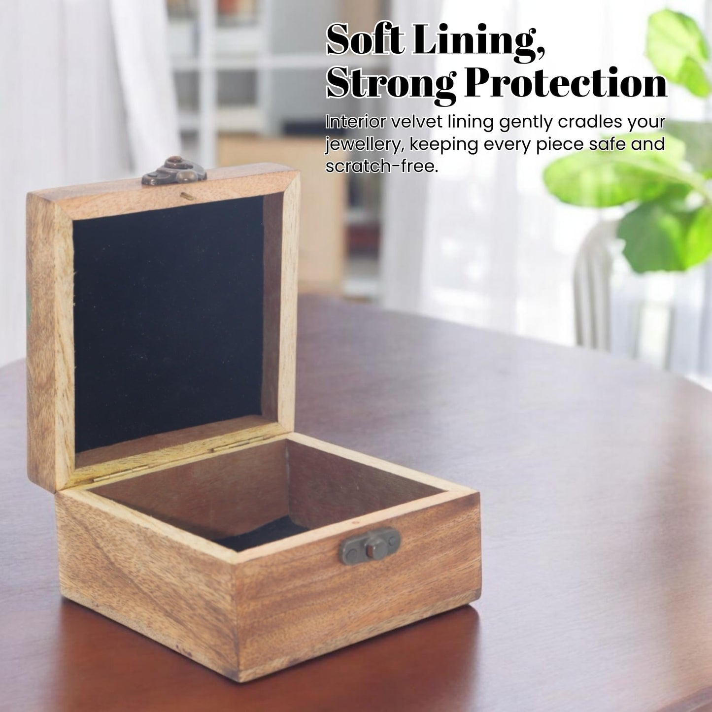 Hind Handicrafts Handmade Mango Wood Jewelry Box - Tree of Life Engraved Keepsake Storage & Organiser - Beautiful Gift Idea for Men & Women - Home Decor & Memorial Use - 4.5" x 4.5" x 2.5"