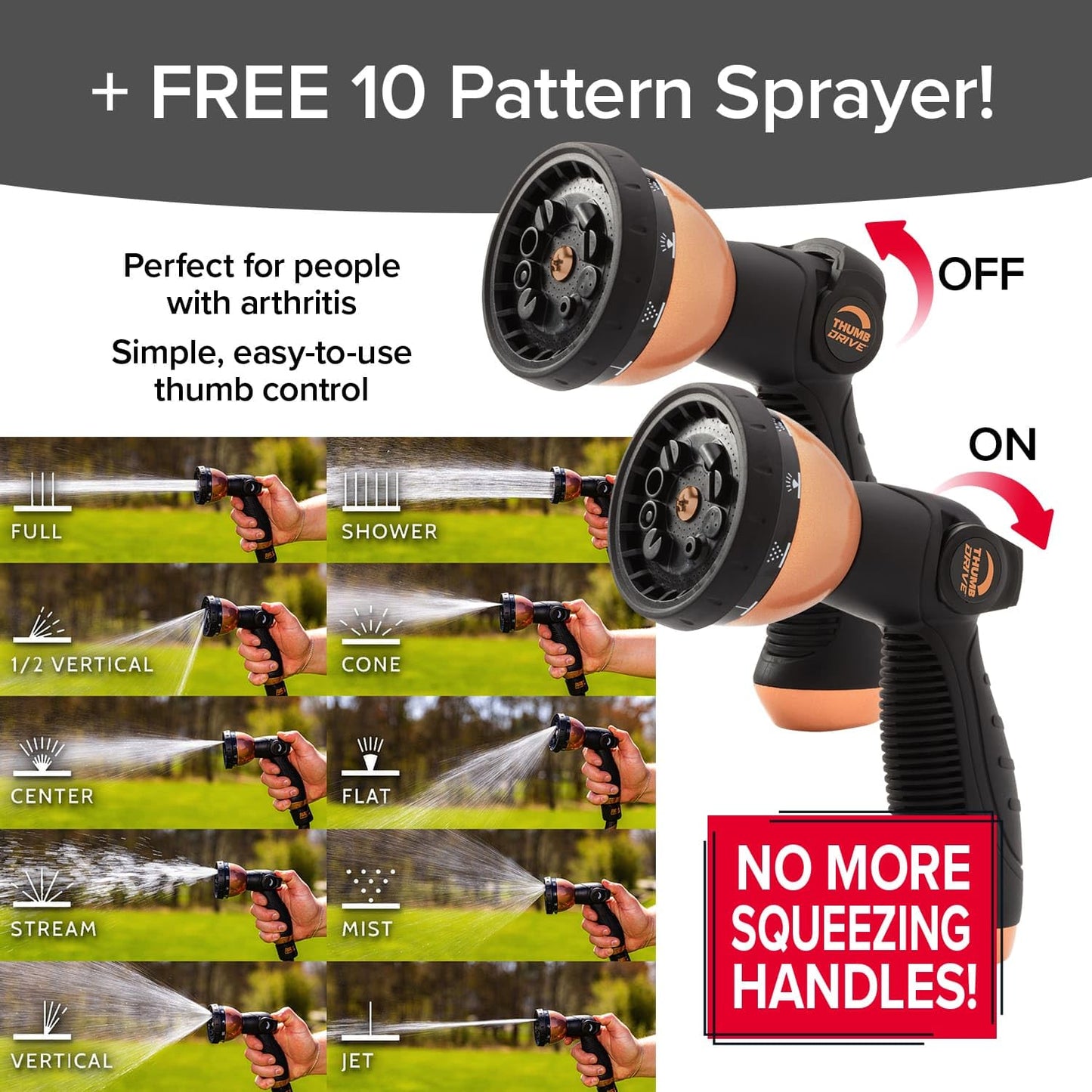 Pocket Hose 100 FT Copper Bullet Expandable Garden Hose w/10 Pattern Thumb Spray Nozzle AS SEEN ON TV 650psi 3/4 in Patented Lead-Free Ultra-Lightweight Solid Copper Anodized Aluminum
